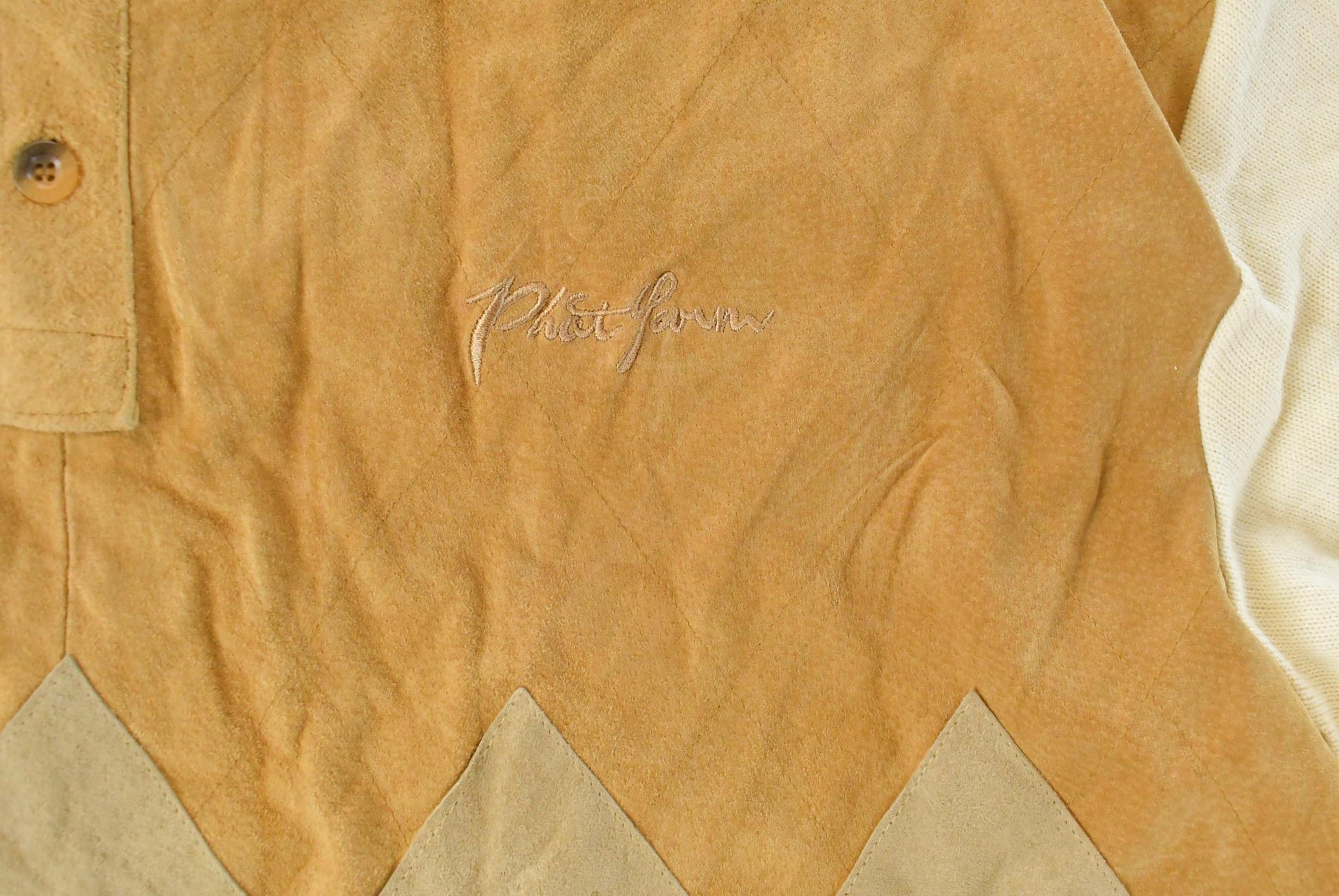 Vintage Y2K Phat Farm Leather Suede Polo Shirt Men's 2XL / Vintage Hip Hop / Embroidered / 2000s Argyle Pattern from propervintagecanada