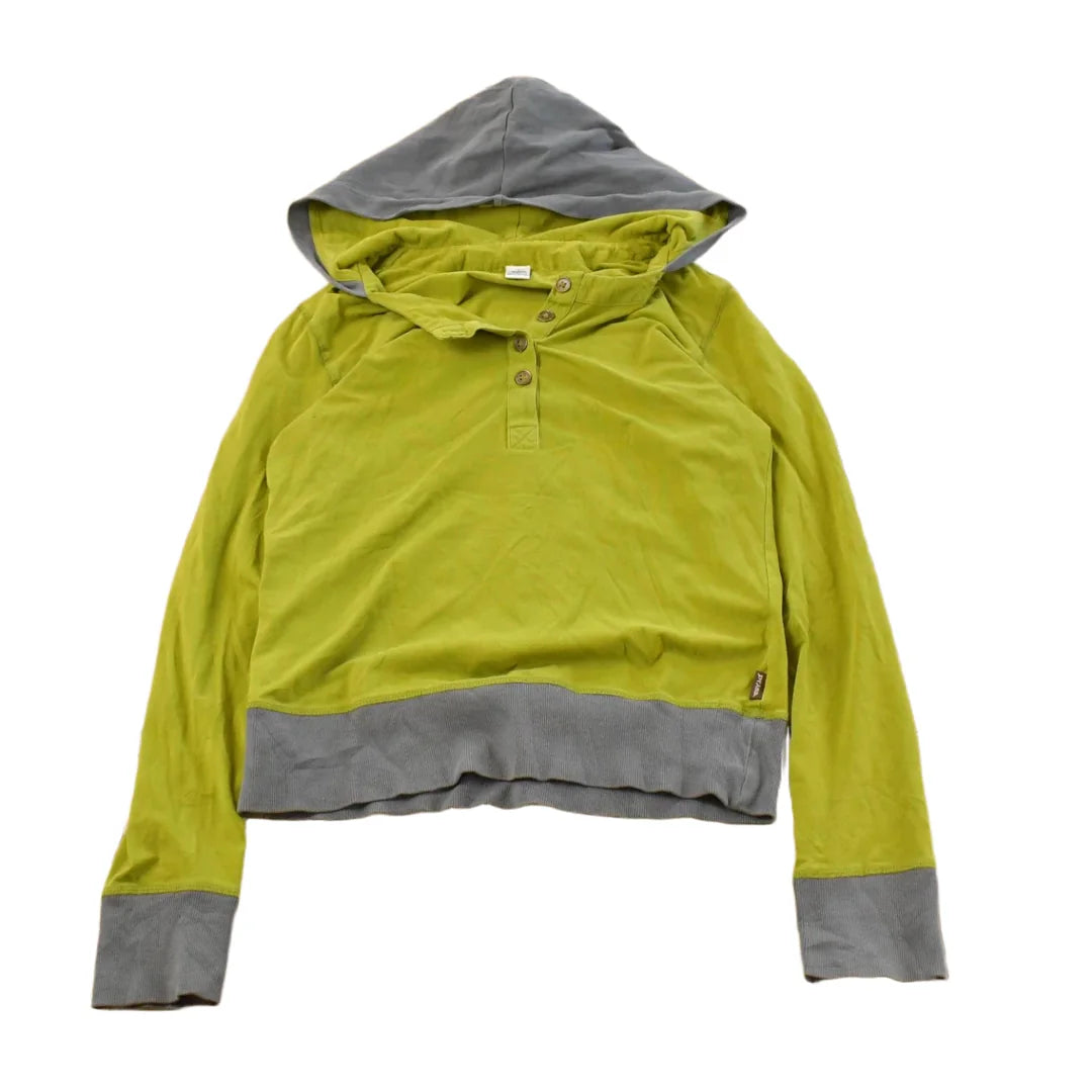 Vintage Y2K Prana Hooded Henley Shirt Women's M from propervintagecanada