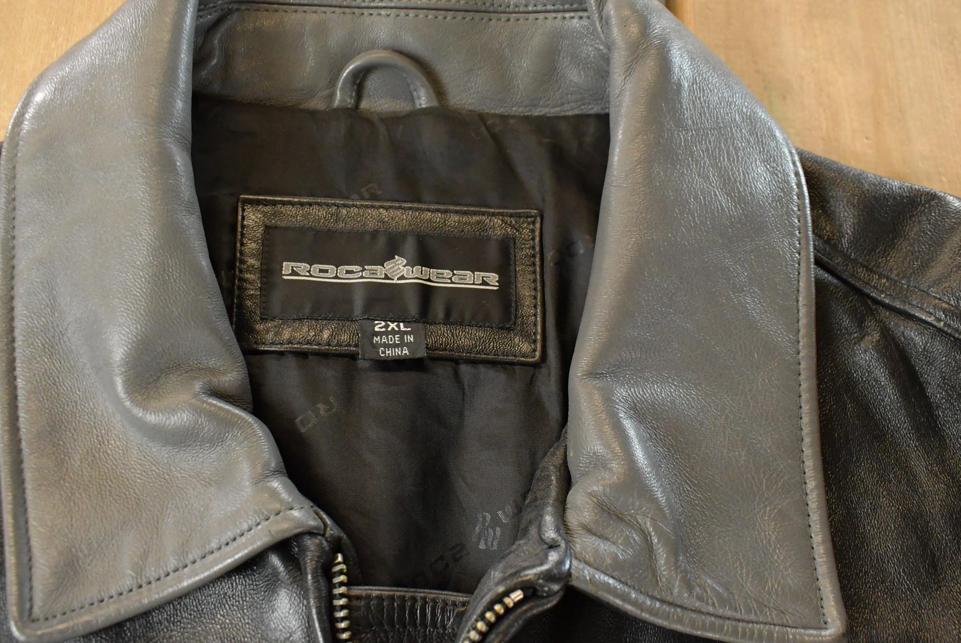 Vintage Y2K Roca Wear Leather Bomber Jacket Men's 2XL from propervintagecanada