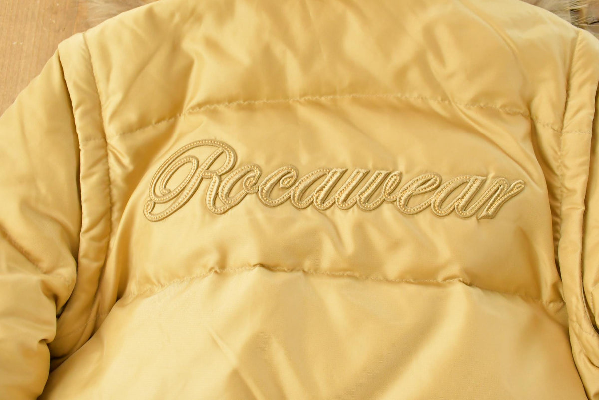 Vintage Y2K Rocawear Faux Fur Hooded Puffer Jacket Women's L from propervintagecanada