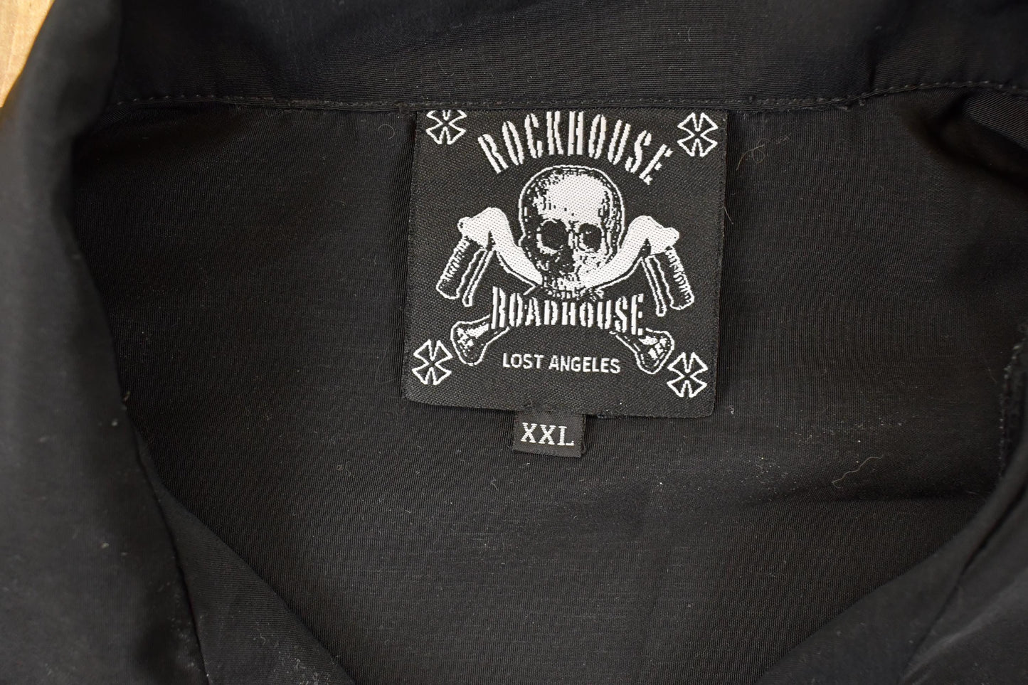 Vintage Y2K Rockhouse Roadhouse Flaming Skulls AOP Thrashed Button Up Shirt Men's XL from propervintagecanada