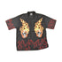 Vintage Y2K Rockhouse Roadhouse Flaming Skulls AOP Thrashed Button Up Shirt Men&