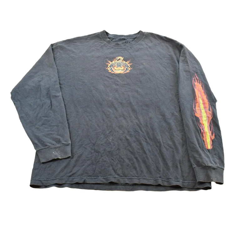 Vintage Y2K Scorpion Bay Flames Skull Long Sleeve T-Shirt Mens XL from propervintagecanada