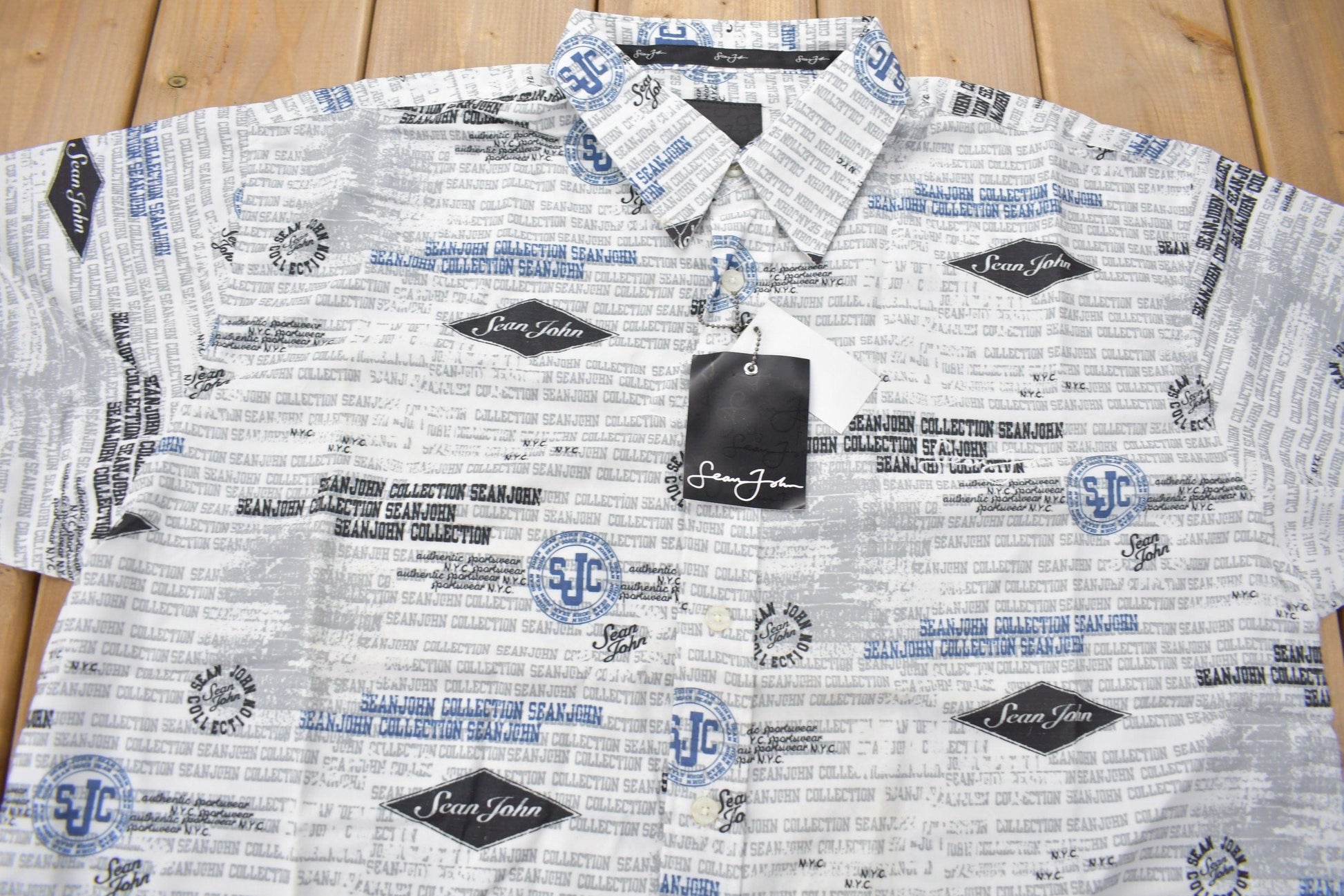 Vintage Y2K Sean John All Over Print Button Up Shirt Men's 2XL from propervintagecanada
