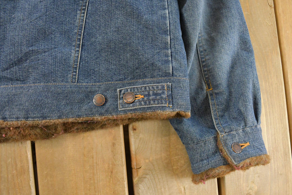 Vintage Y2K St. John's Bay Faux Fur Denim Jean Trucker Jacket Women's M from propervintagecanada