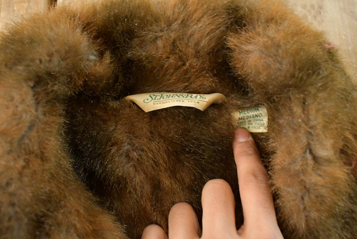 Vintage Y2K St. John's Bay Faux Fur Denim Jean Trucker Jacket Women's M from propervintagecanada