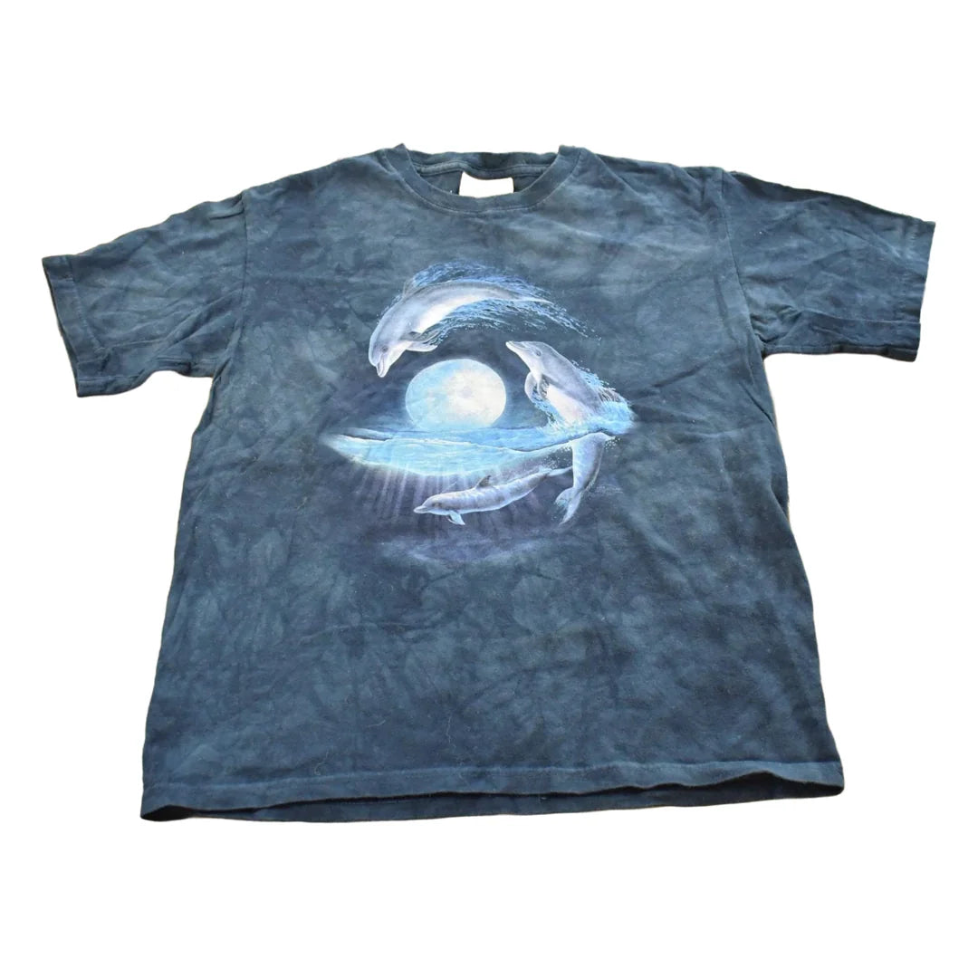Vintage Y2K The Mountain Dolphins Moon Tie Dye T-Shirt Mens S from propervintagecanada