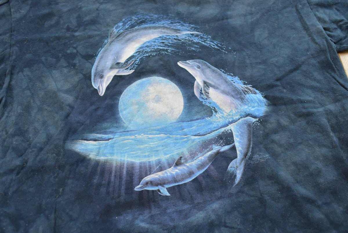 Vintage Y2K The Mountain Dolphins Moon Tie Dye T-Shirt Mens S from propervintagecanada
