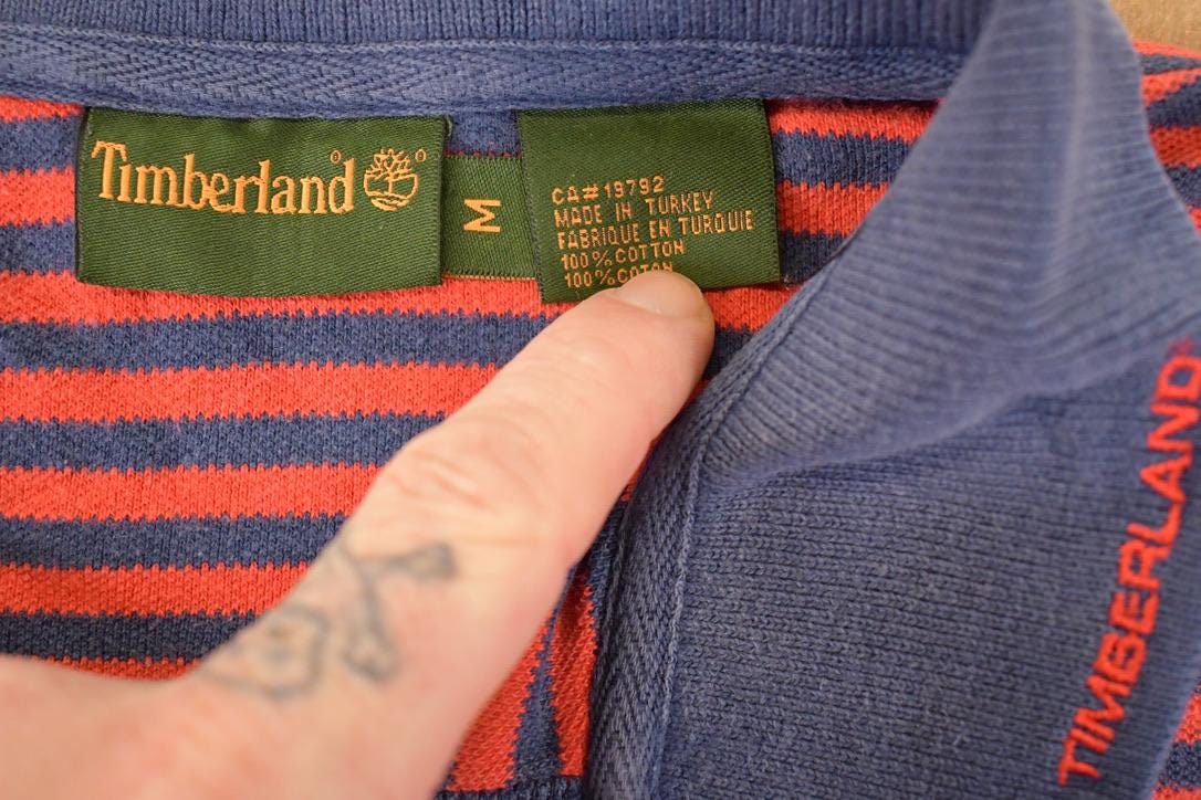 Vintage Y2K Timberland Striped Button Up Shirt Men's L from propervintagecanada