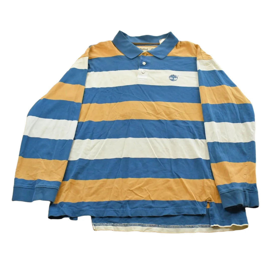 Vintage Y2K Timberland Striped Longsleeve Polo Shirt Men's L from propervintagecanada