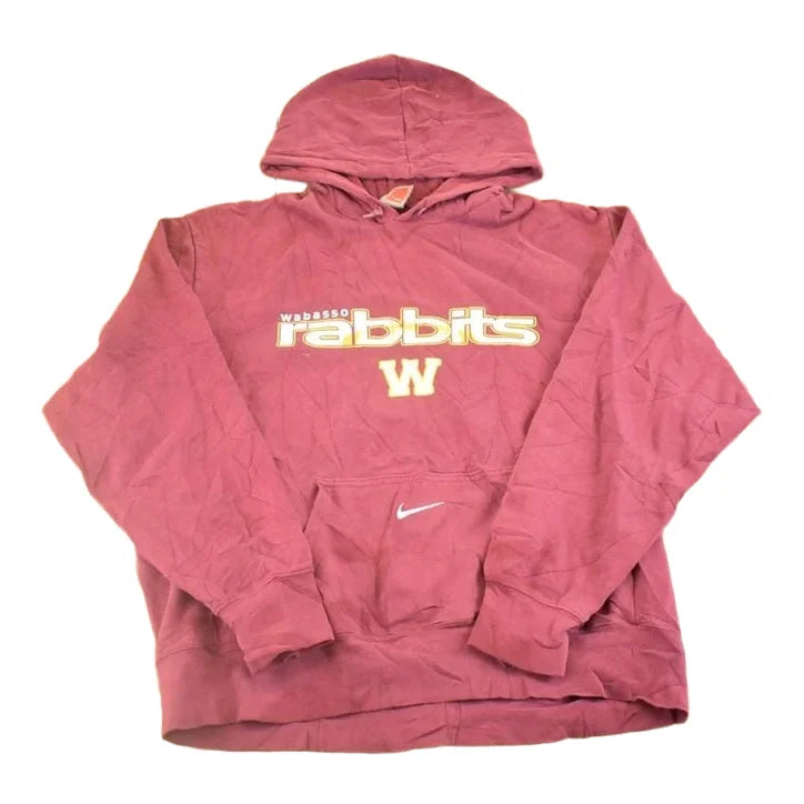 Vintage Y2K Wabasso Rabbits Middle Swoosh Nike Hoodie Sweatshirt Men's XL from propervintagecanada