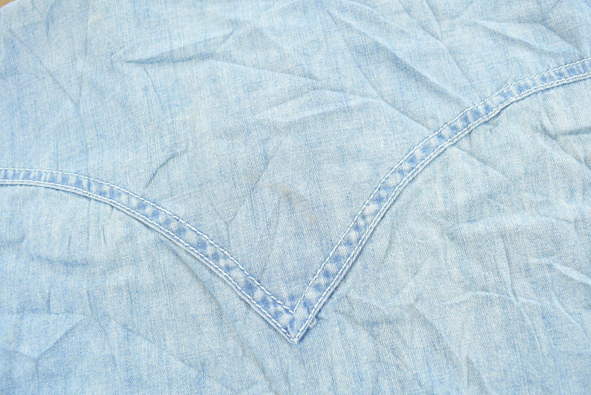 Vintage Y2K Wrangler Denim Button Up Cowboy Shirt Women's XL from propervintagecanada