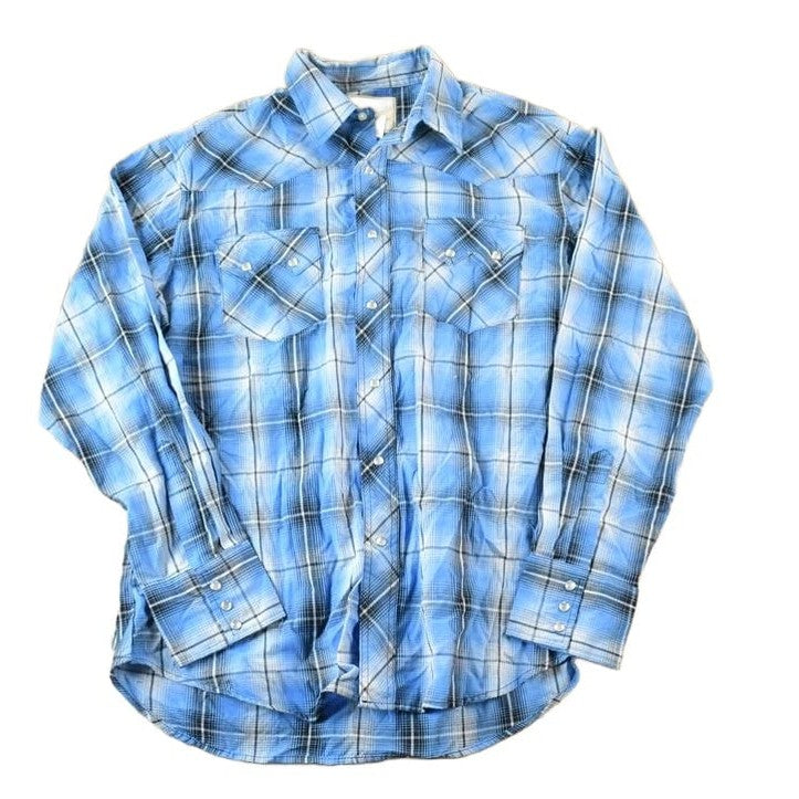 Vintage Y2K Wrangler Western Style Plaid Button Up Shirt Mens M from propervintagecanada