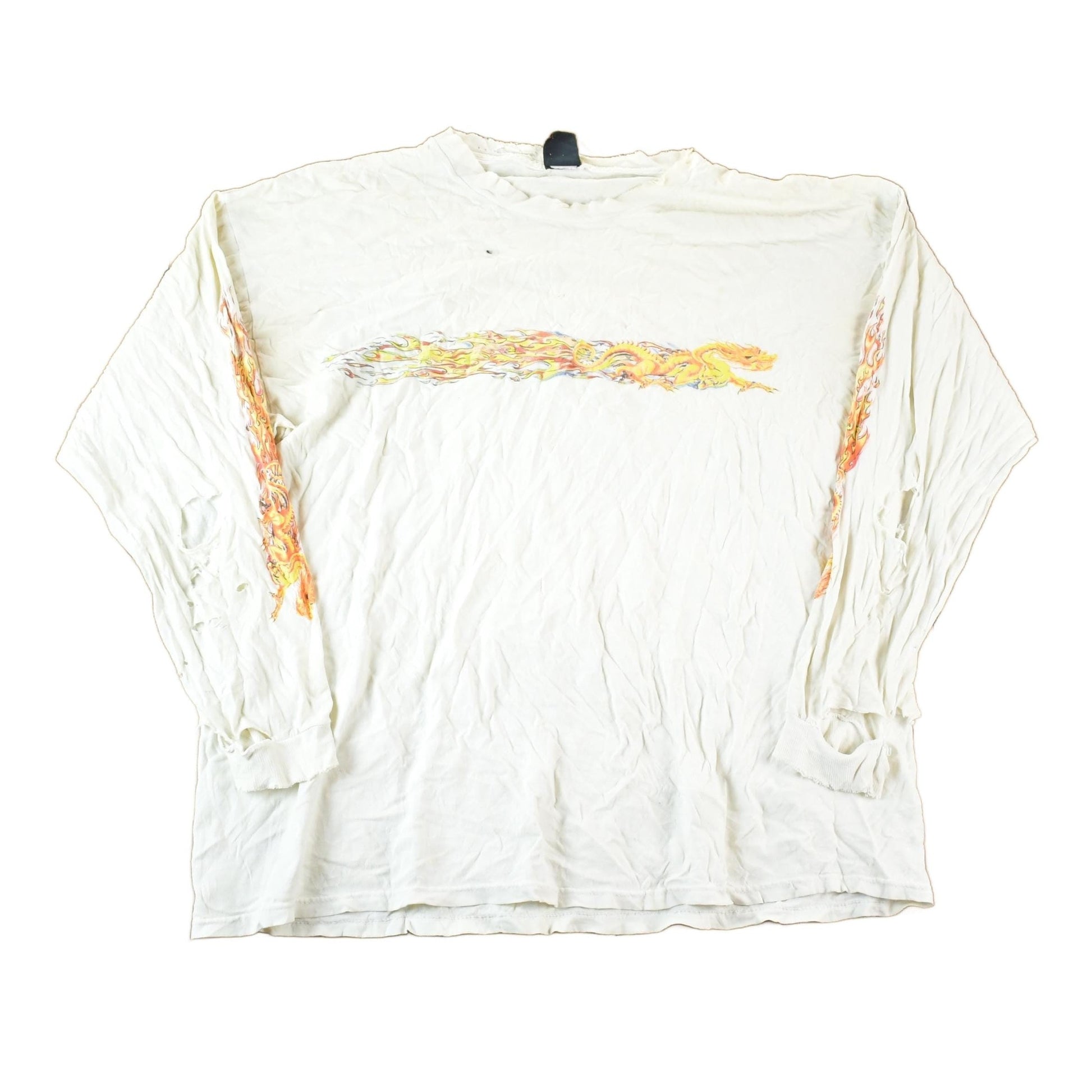 Vintage Y2K Year Of The Dragon Super Thrashed Crewneck Sweatshirt Mens L from propervintagecanada