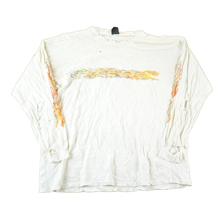 Vintage Y2K Year Of The Dragon Super Thrashed Crewneck Sweatshirt Mens L from propervintagecanada