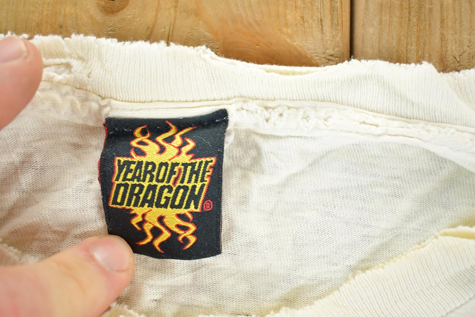 Vintage Y2K Year Of The Dragon Super Thrashed Crewneck Sweatshirt Mens L from propervintagecanada