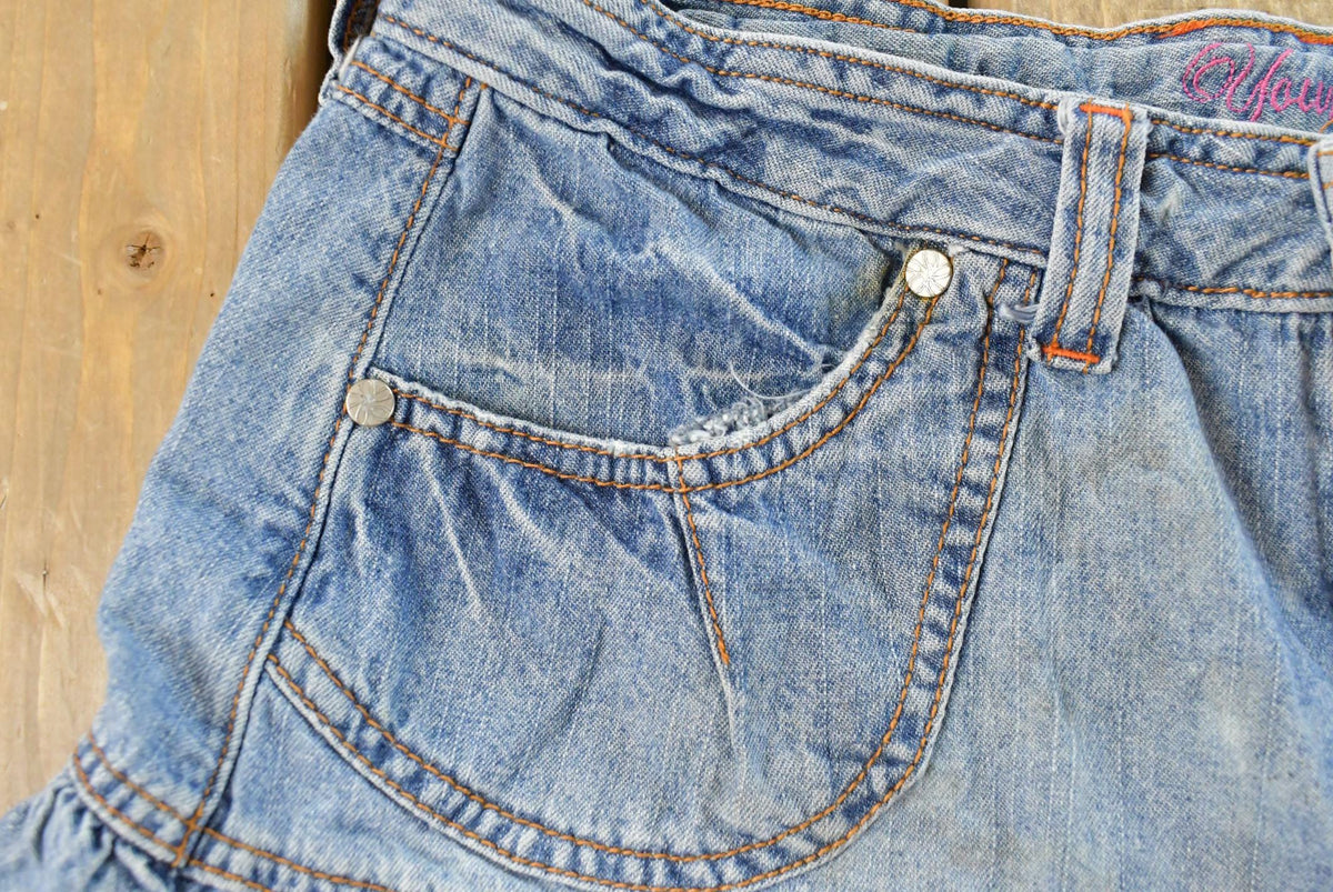Vintage Y2K Yonique Denim Ruffled Mini Skirt Women's 27 from propervintagecanada