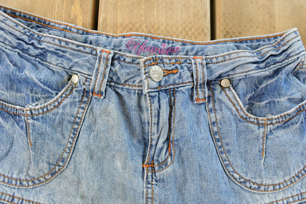 Vintage Y2K Yonique Denim Ruffled Mini Skirt Women's 27 from propervintagecanada