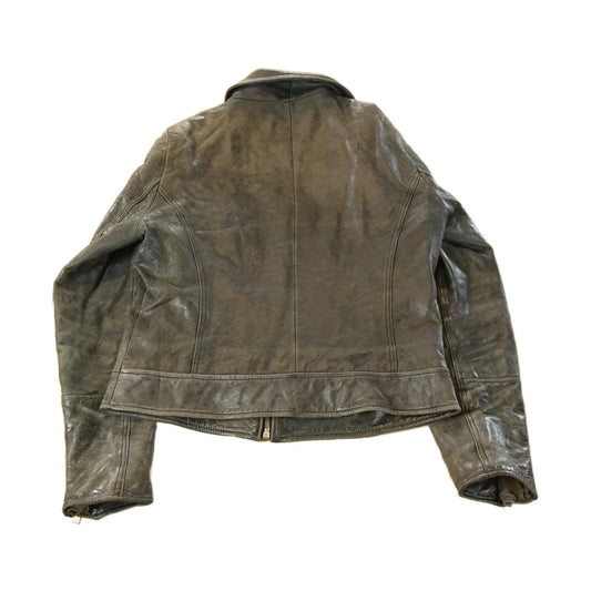 Vintage Y2K Zoul Washed Leather Biker Jacket Women's Small from propervintagecanada