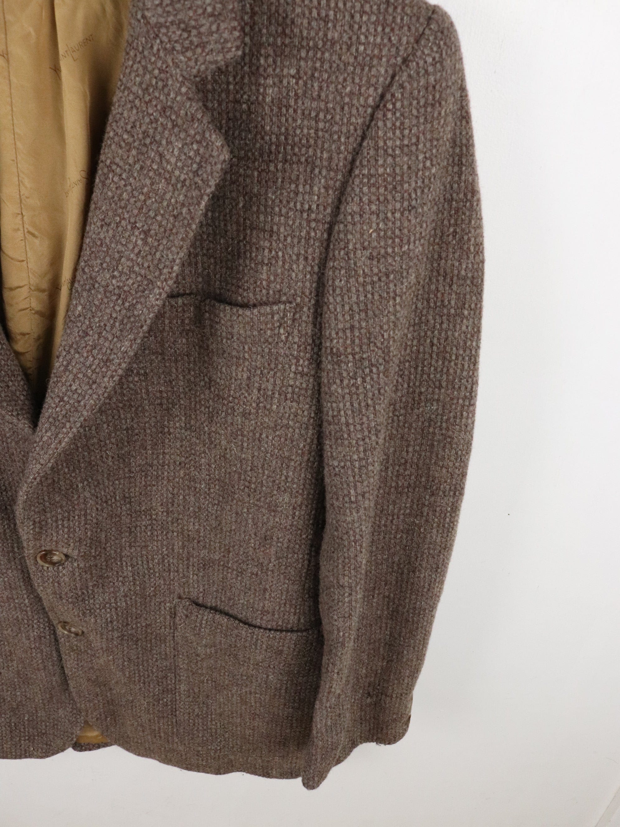 Vintage Yves Saint Laurent Blazer Jacket Mens Medium Brown Wool