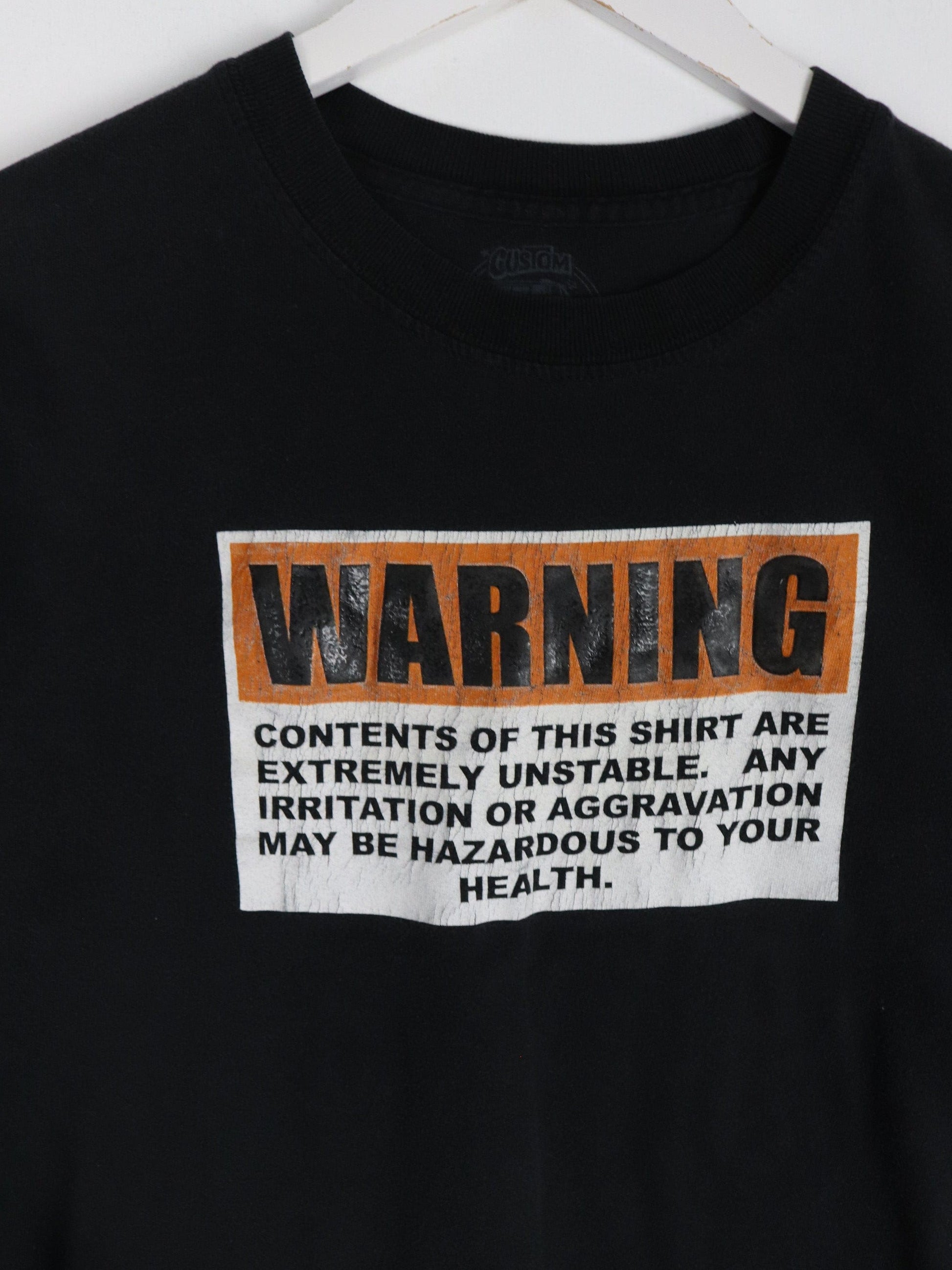 Warning Unstable T Shirt Mens Medium Black Funny