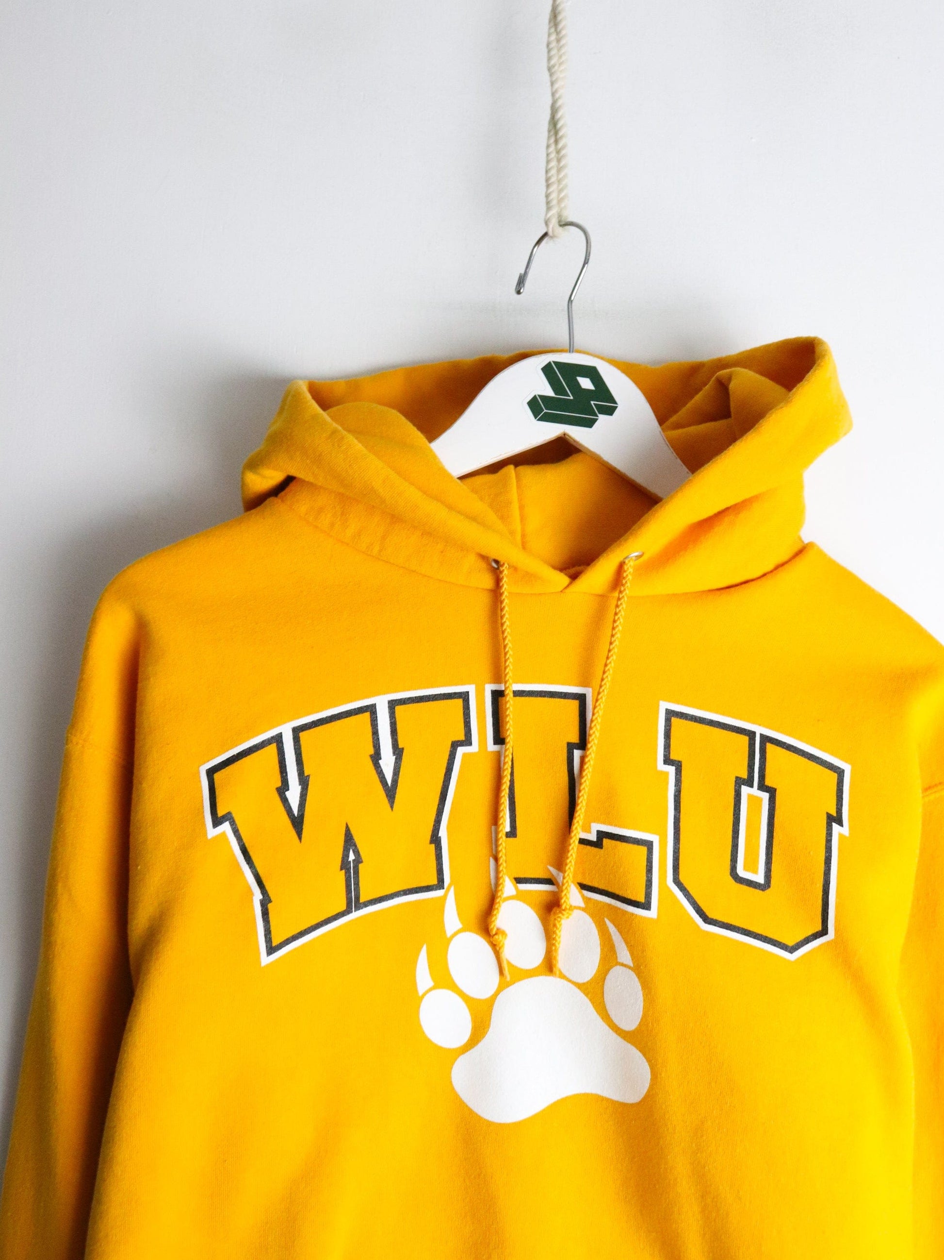 WLU Sweatshirt Mens Medium Yellow Champion Hoodie from propervintagecanada