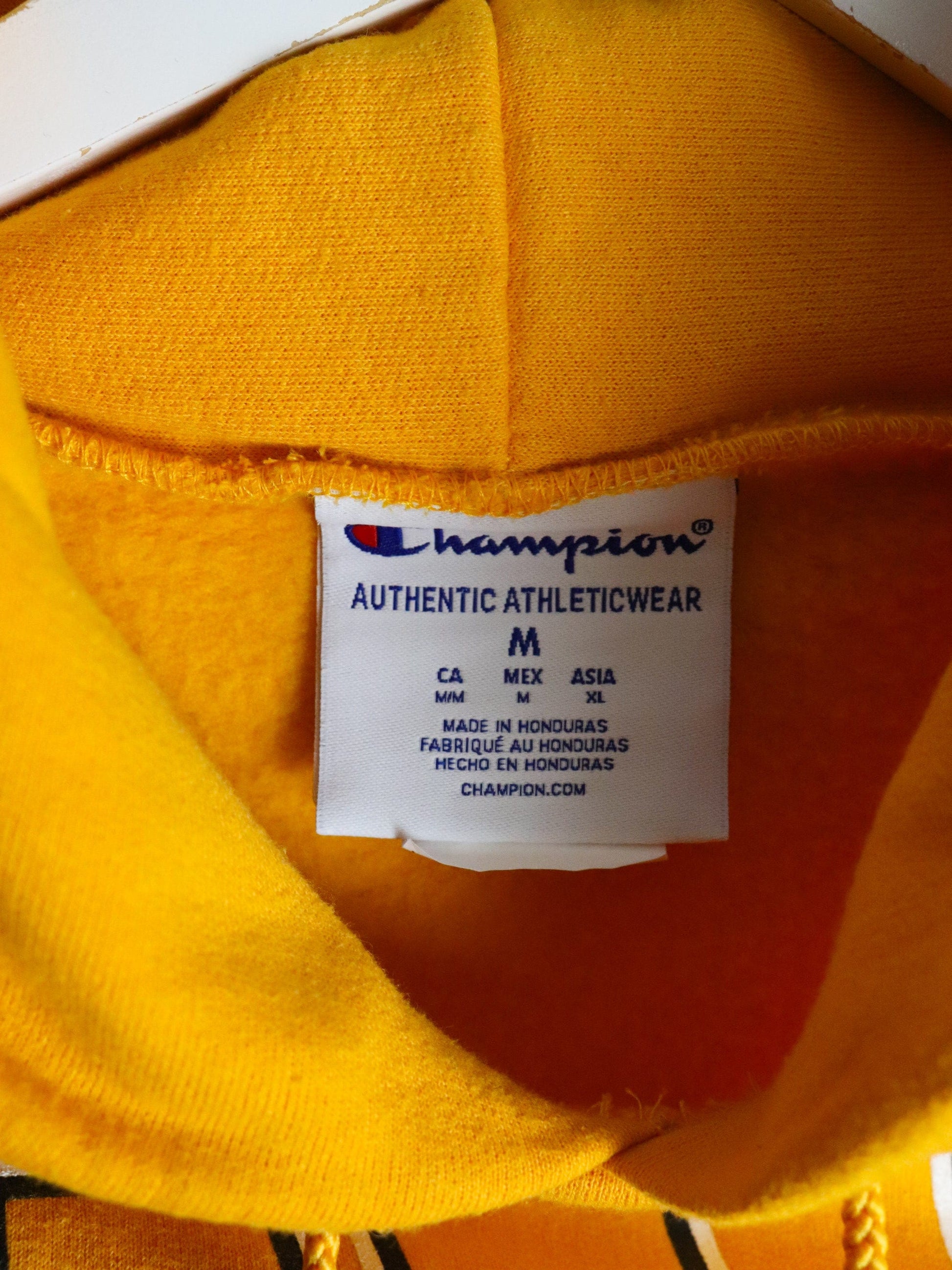 WLU Sweatshirt Mens Medium Yellow Champion Hoodie from propervintagecanada
