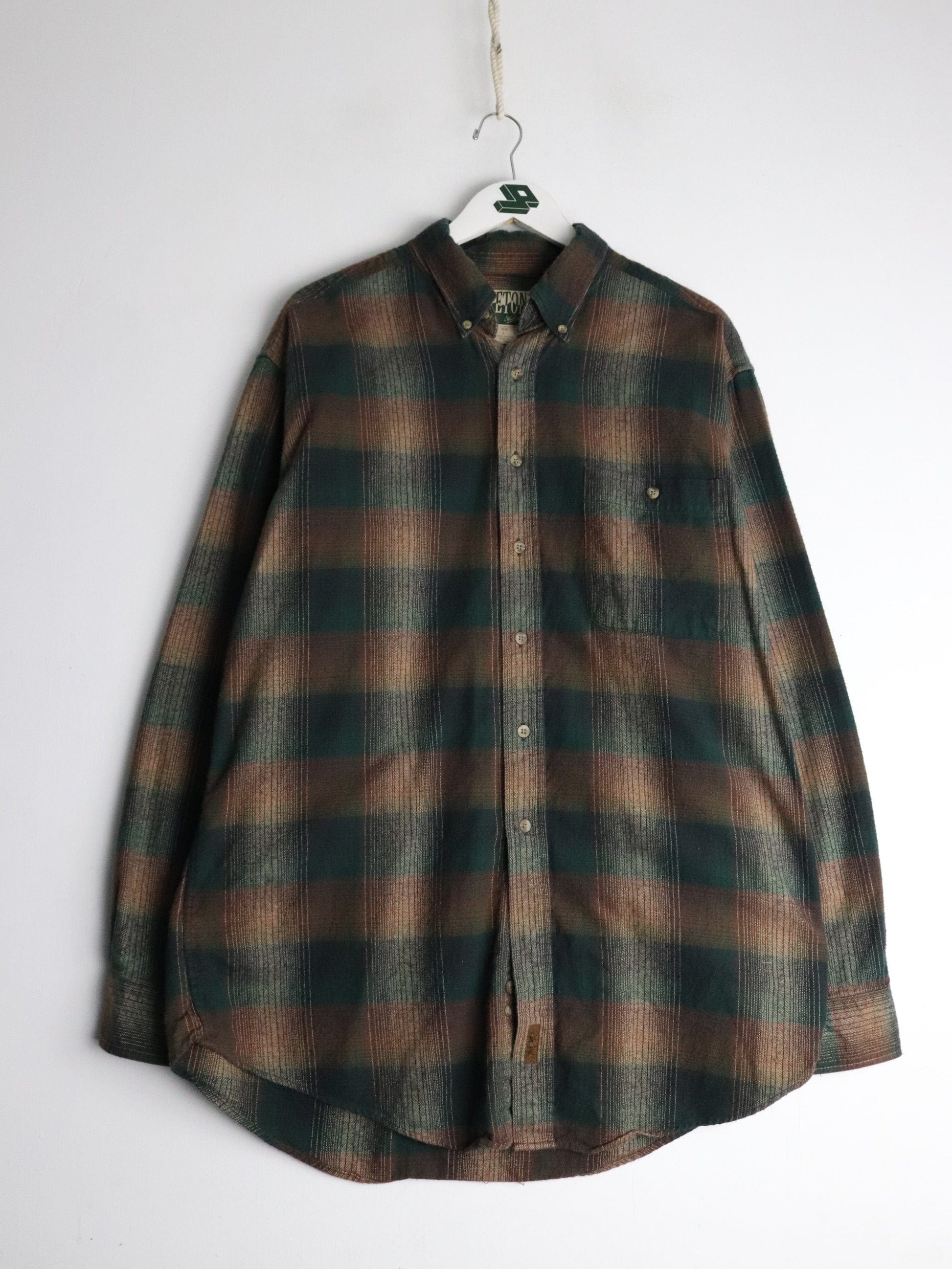 Woolrich Button Up Shirts Vintage Teton By Woolrich Shirt Mens Large Brown Flannel Button Up