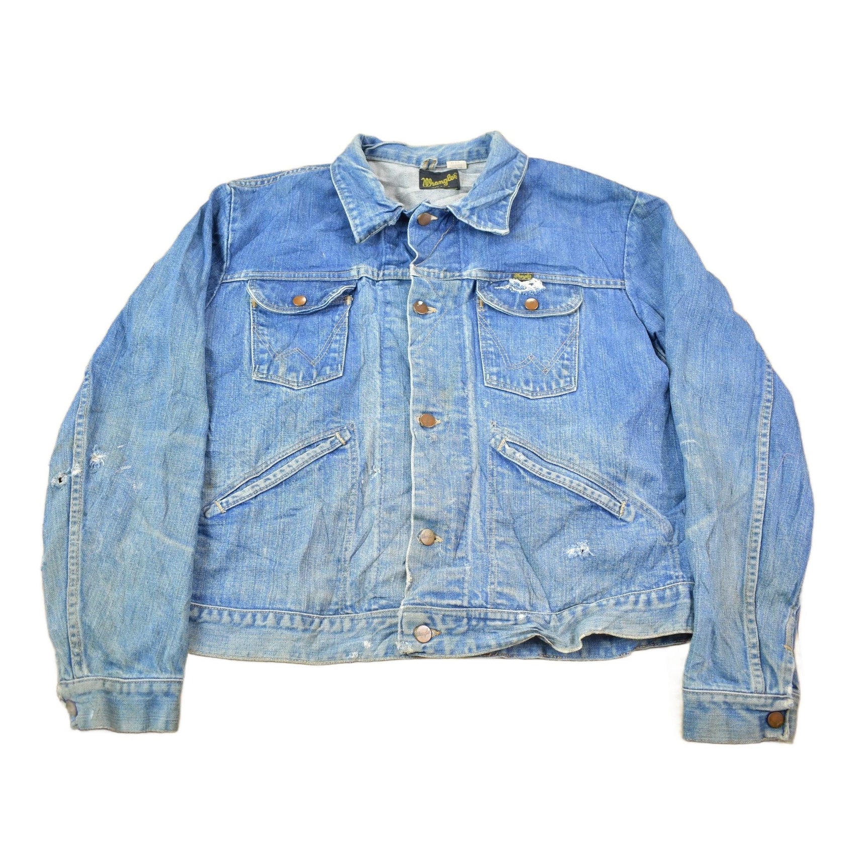 Wrangler Clothing > Gender Neutral Adult Clothing > Jackets & Coats Vintage 1970s Wrangler Jean Jacket Men's XL