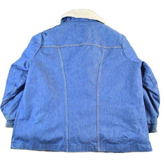 Wrangler Clothing > Gender Neutral Adult Clothing > Jackets & Coats Vintage 1970s Wrangler Sherpa Lined Denim Jean Jacket Men's 2XL