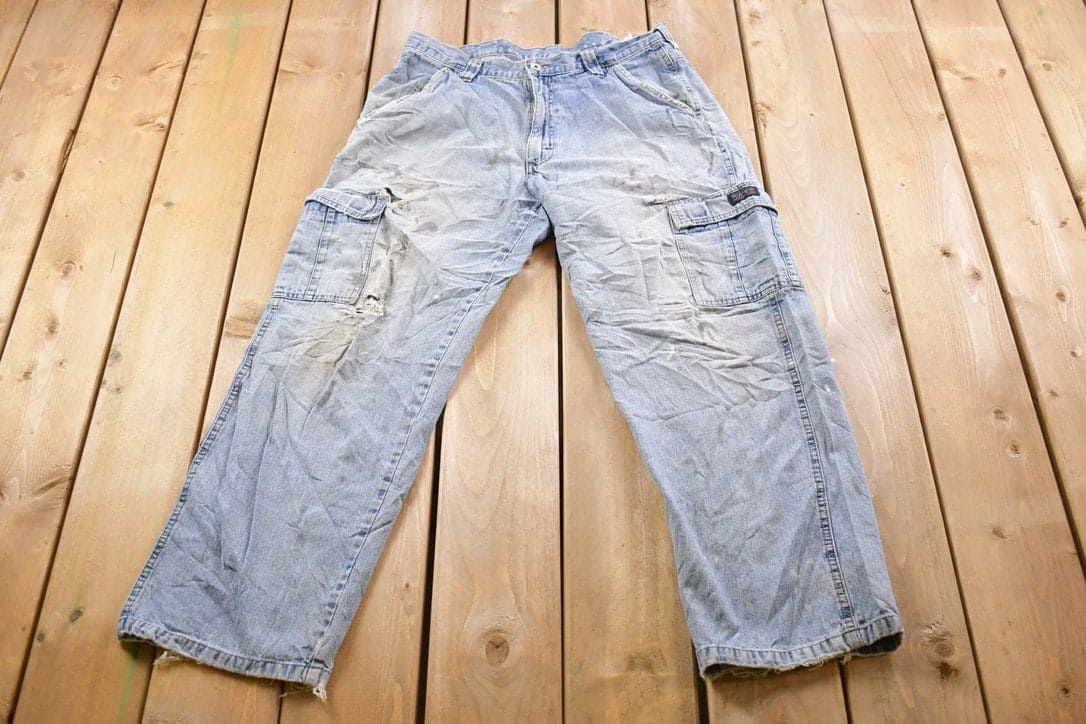Wrangler Clothing > Men's Clothing > Jeans Vintage 1970s Distressed Wrangler Denim Jeans Men's 34 x 30
