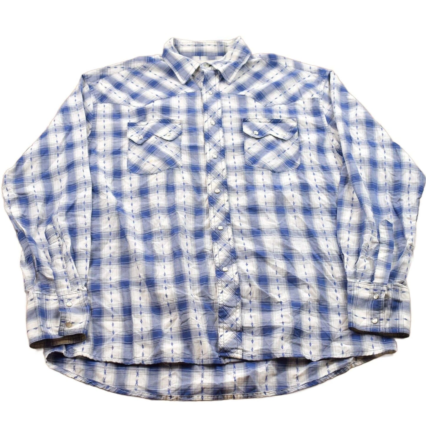 Wrangler Clothing > Men's Clothing > Shirts & Tees > Oxfords & Button Downs Vintage 1990s Wrangler Rustler Plaid Western Flannel Button Up Shirt Men's Large