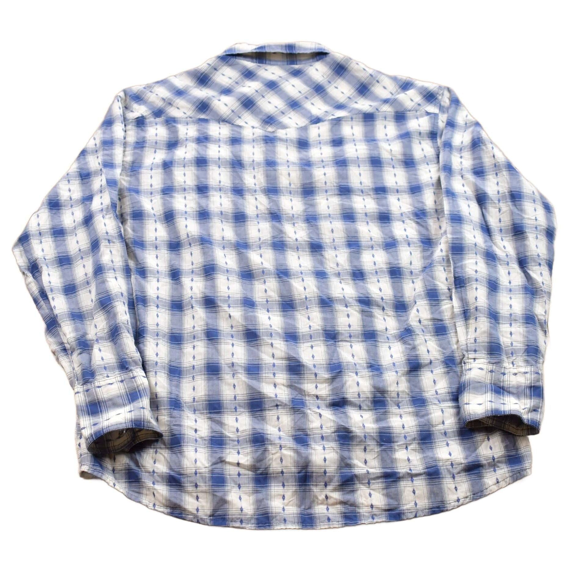 Wrangler Clothing > Men's Clothing > Shirts & Tees > Oxfords & Button Downs Vintage 1990s Wrangler Rustler Plaid Western Flannel Button Up Shirt Men's Large