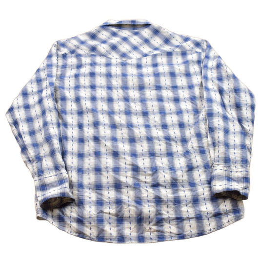 Wrangler Clothing > Men's Clothing > Shirts & Tees > Oxfords & Button Downs Vintage 1990s Wrangler Rustler Plaid Western Flannel Button Up Shirt Men's Large