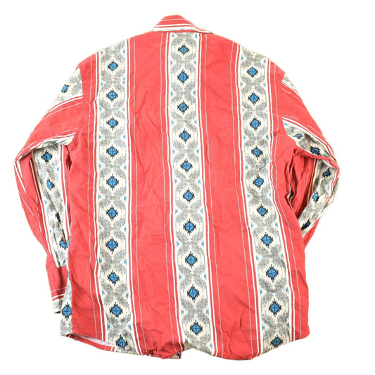 Wrangler Clothing > Men's Clothing > Shirts & Tees > Oxfords & Button Downs Vintage 1990s Wrangler Western Shirts Aztec Style Button Up Shirt Mens Large