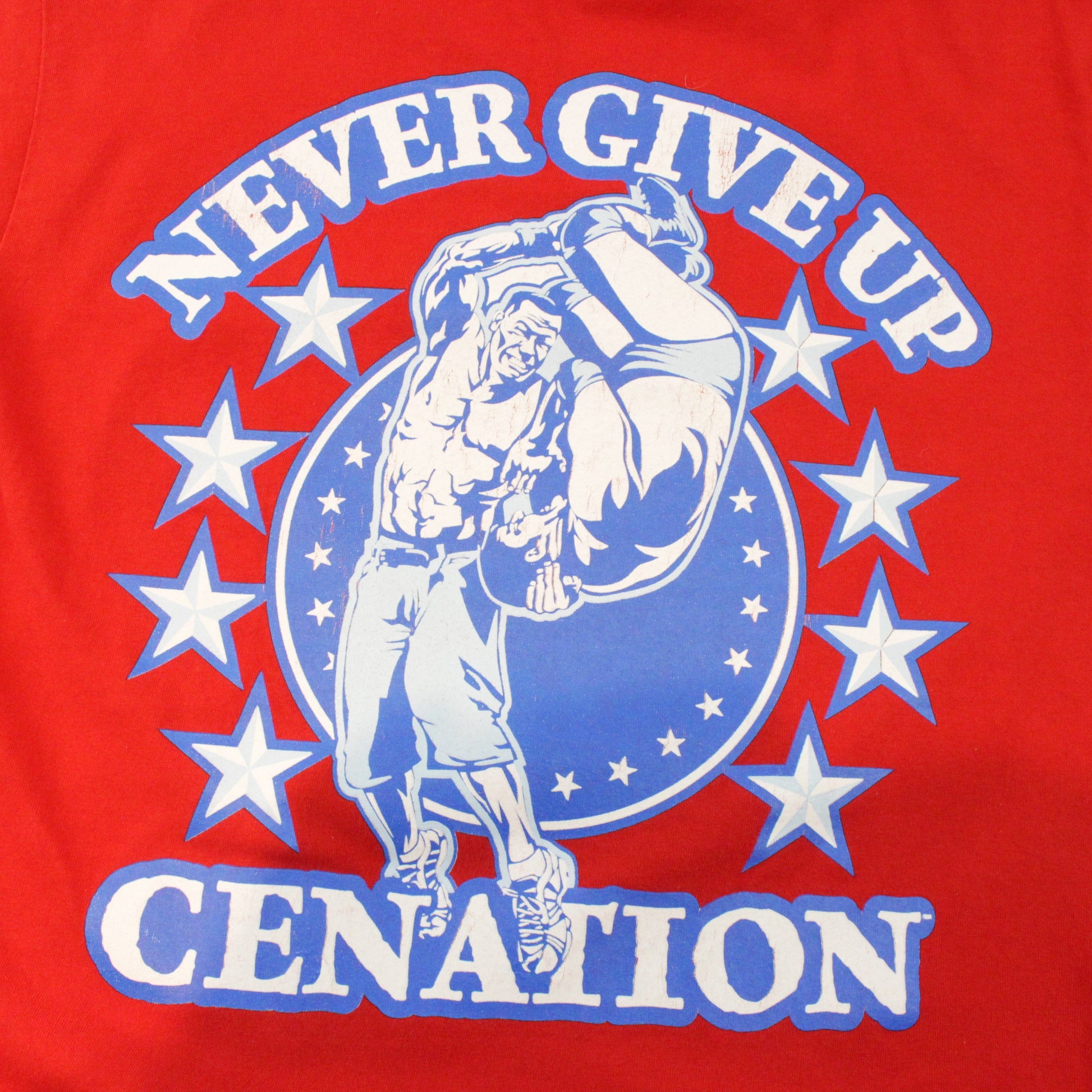 WWE T Shirts & Tank Tops John Cena T Shirt Mens Medium Red Never Give Up Cenation WWE Double Sided