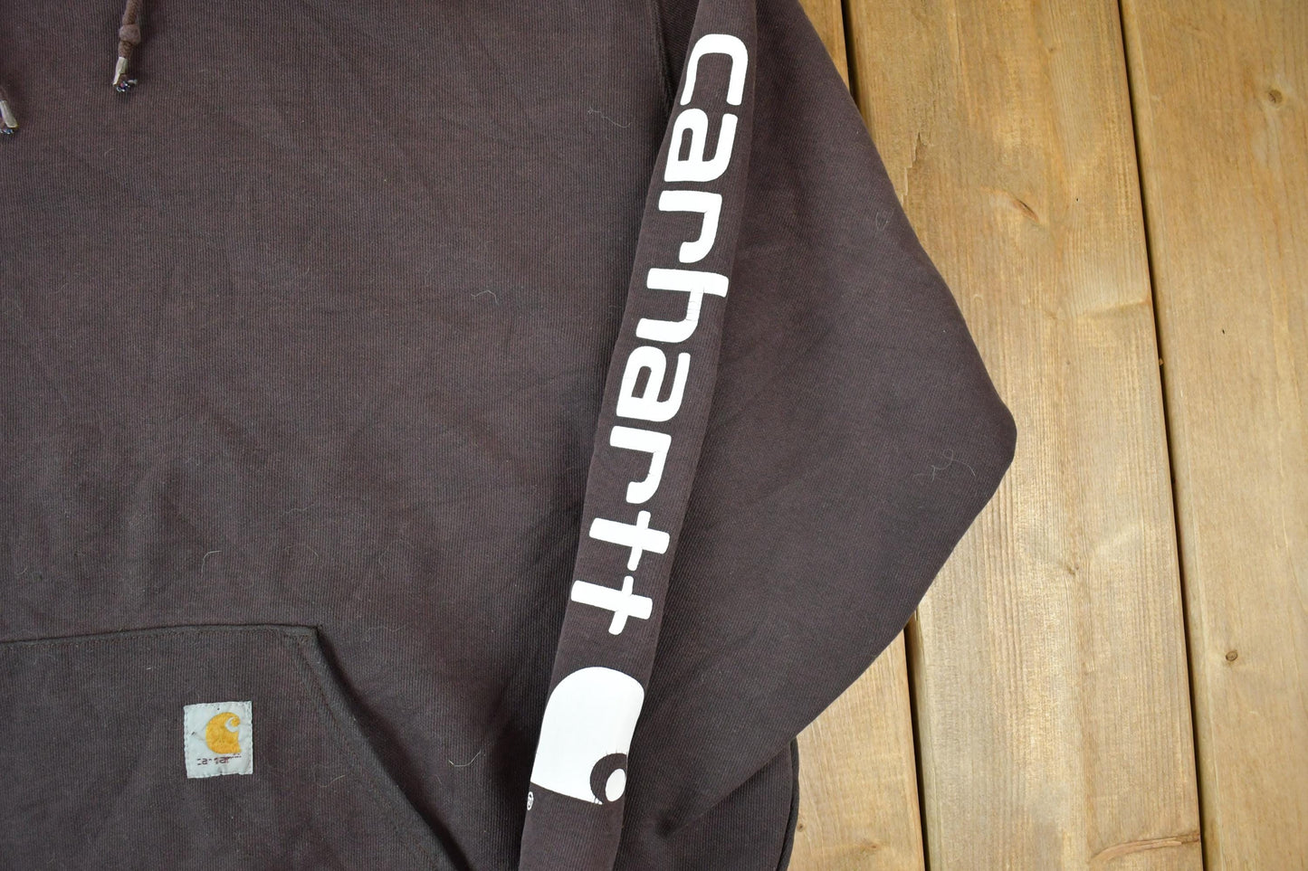 Y2K Vintage Distressed Brown Carhartt Hoodie Sweatshirt Men's XL from propervintagecanada