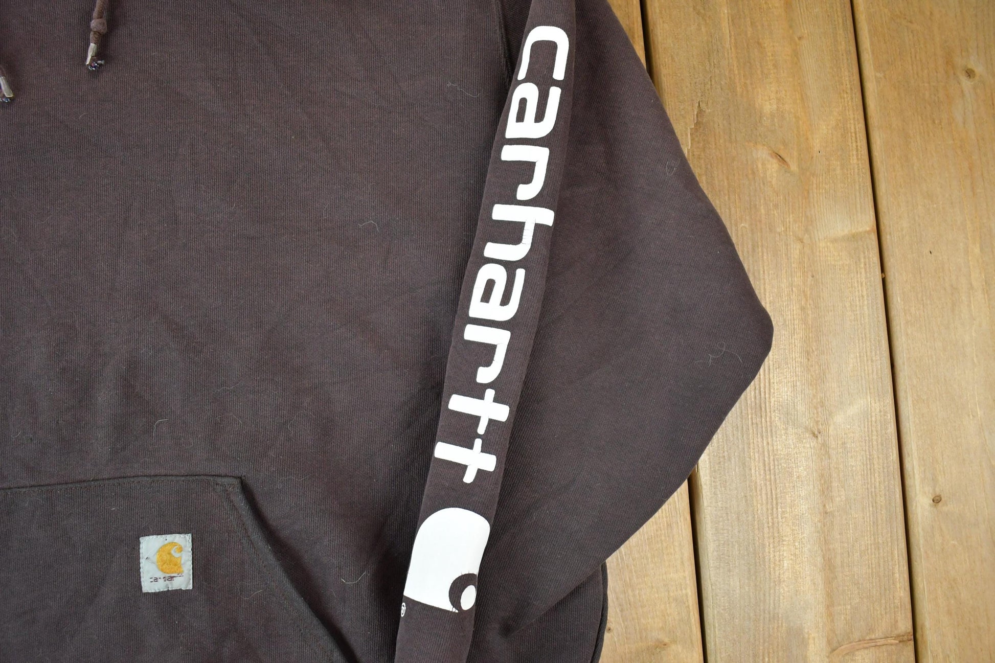 Y2K Vintage Distressed Brown Carhartt Hoodie Sweatshirt Men's XL from propervintagecanada