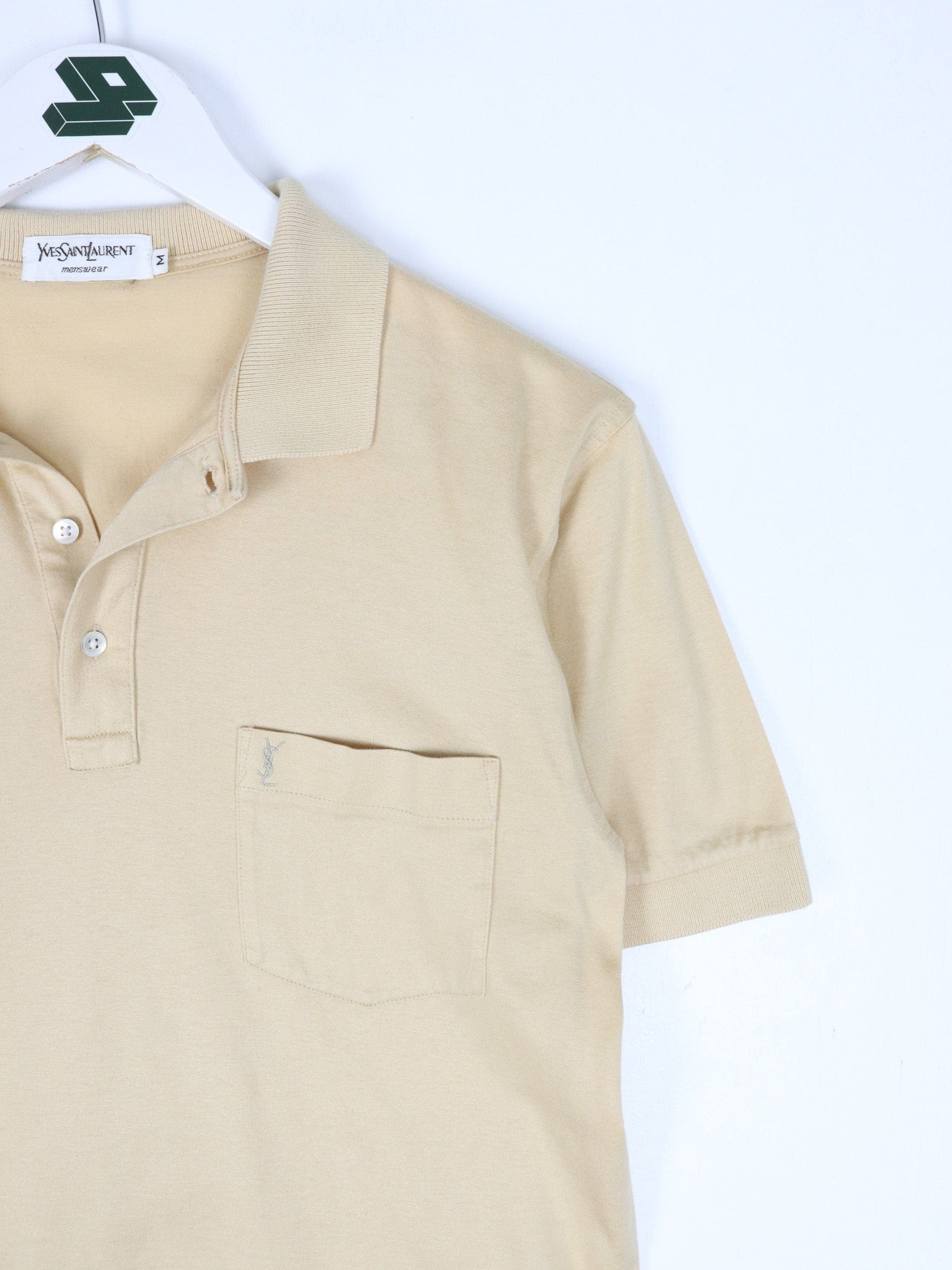 Yves Saint Laurent Button Up Shirts Vintage Yves Saint Laurent Polo Shirt Fits Mens Small Beige YSL