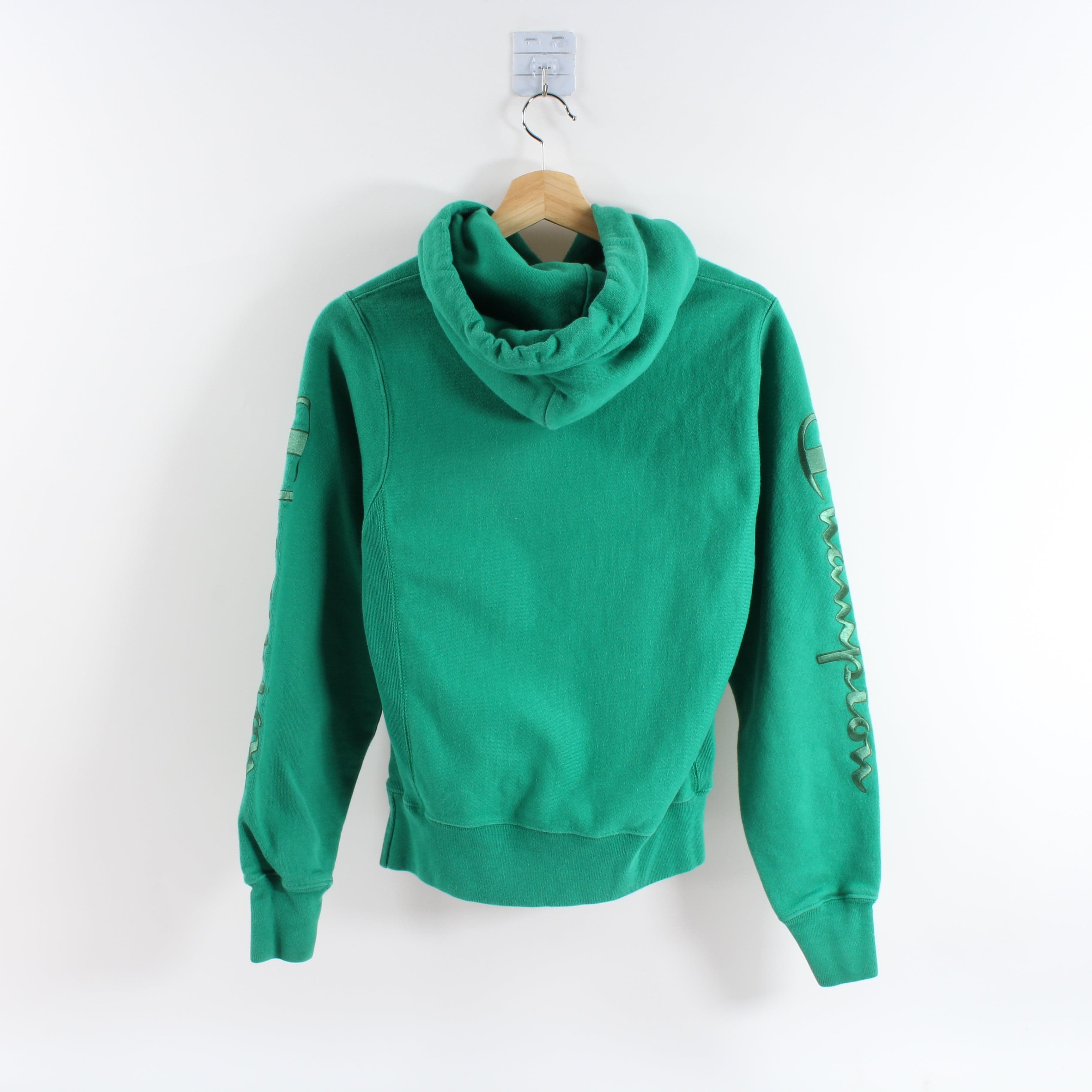 Champion hoodie with words best sale on sleeve