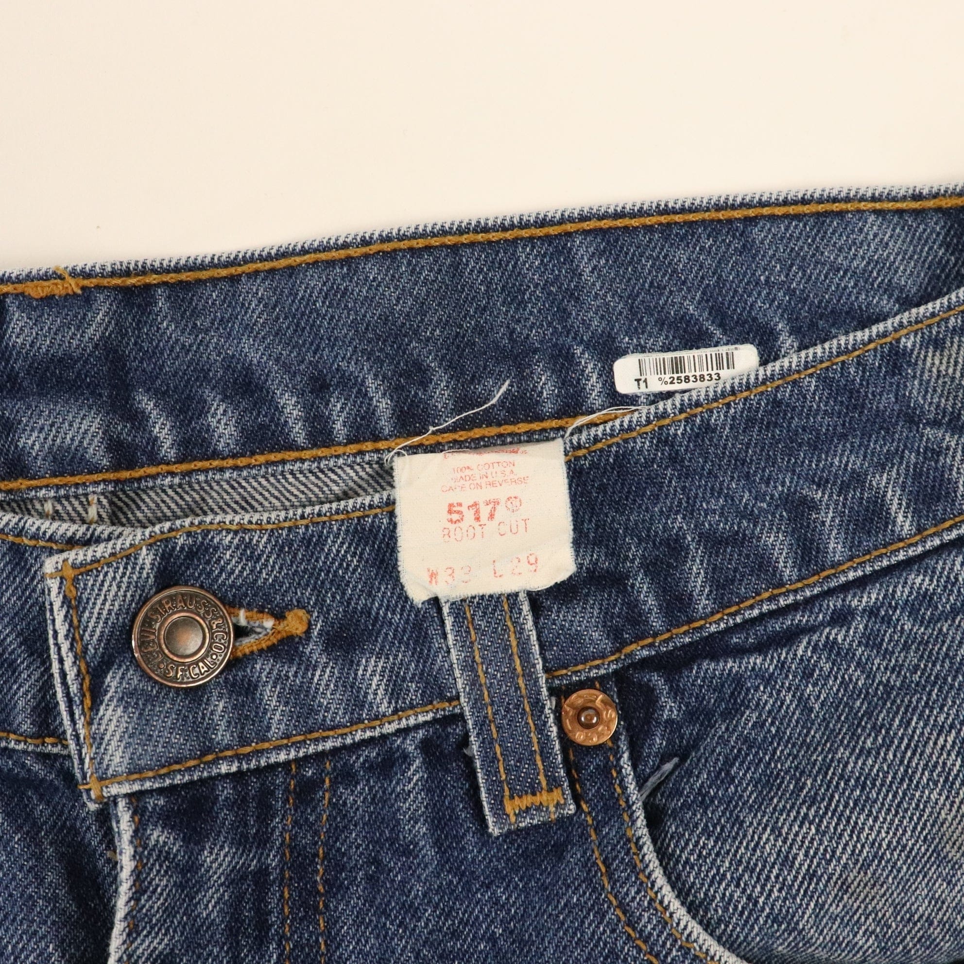 Vintage Levi's 517 Bootcut Starched Denim Jeans Size 33 x 29 Fits 31 x 29