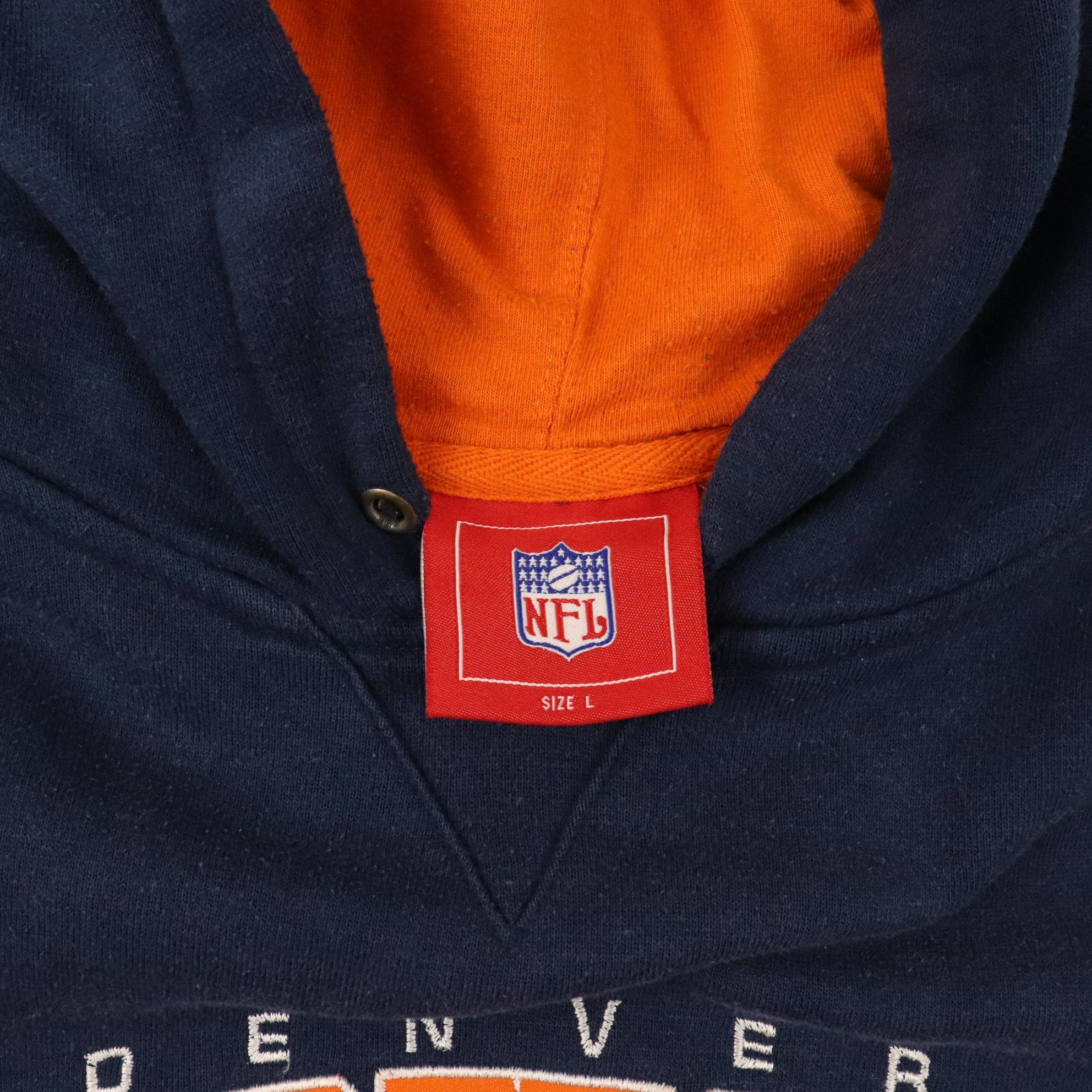 Vintage 90s Y2K Grey Denver Broncos Hooded Sweatshirt Hoodie 