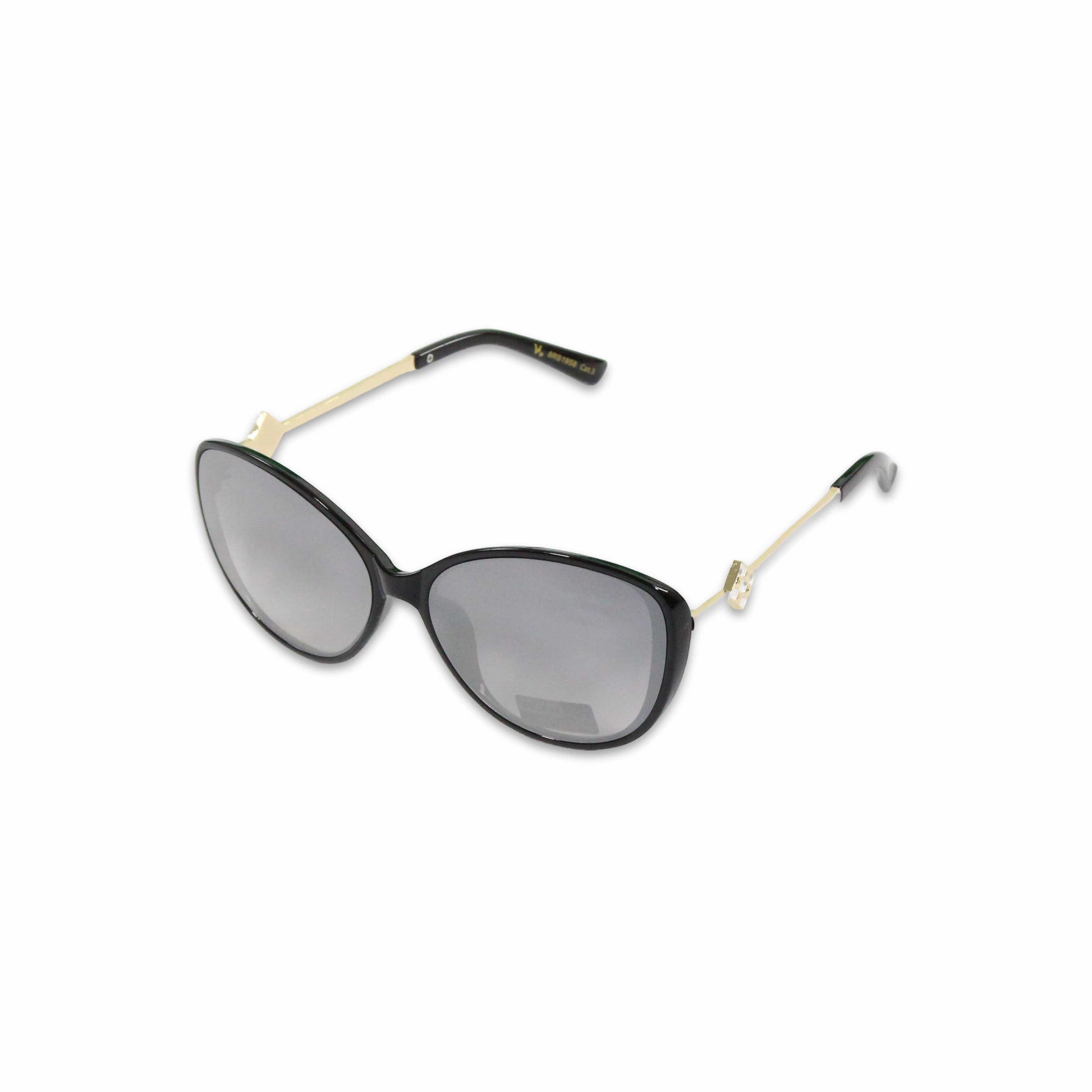 Other Black/Smoke Tint/Gold Womens Round Frame Sunglasses