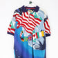 Other Button Up Shirts Vintage Divots Sport All Over Print Flag Golf  Polo Shirt Size Large