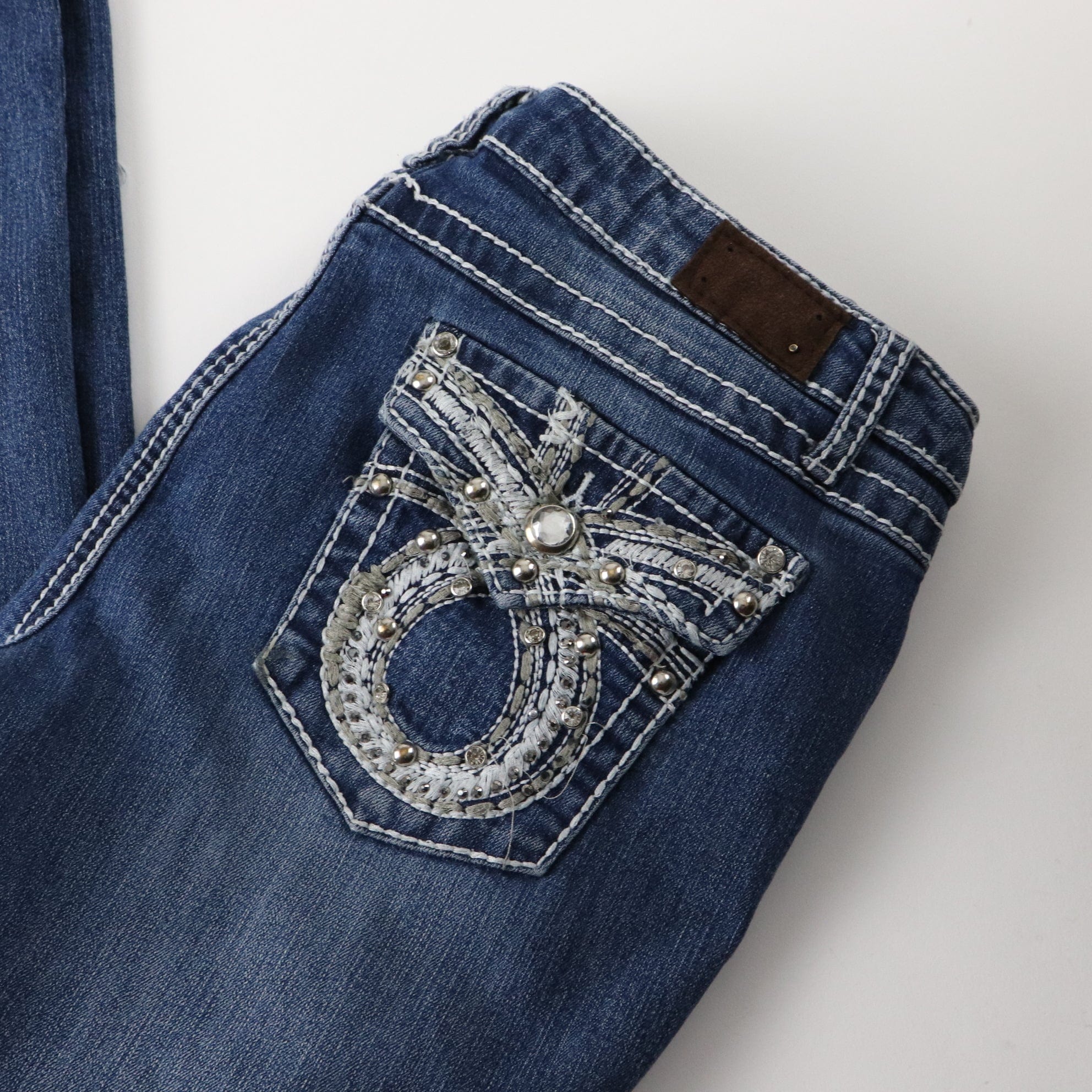 Earl Jeans, Blue Embellished Rhinestones Flare Denim, Size 1, Inseam 31,  Rise 7