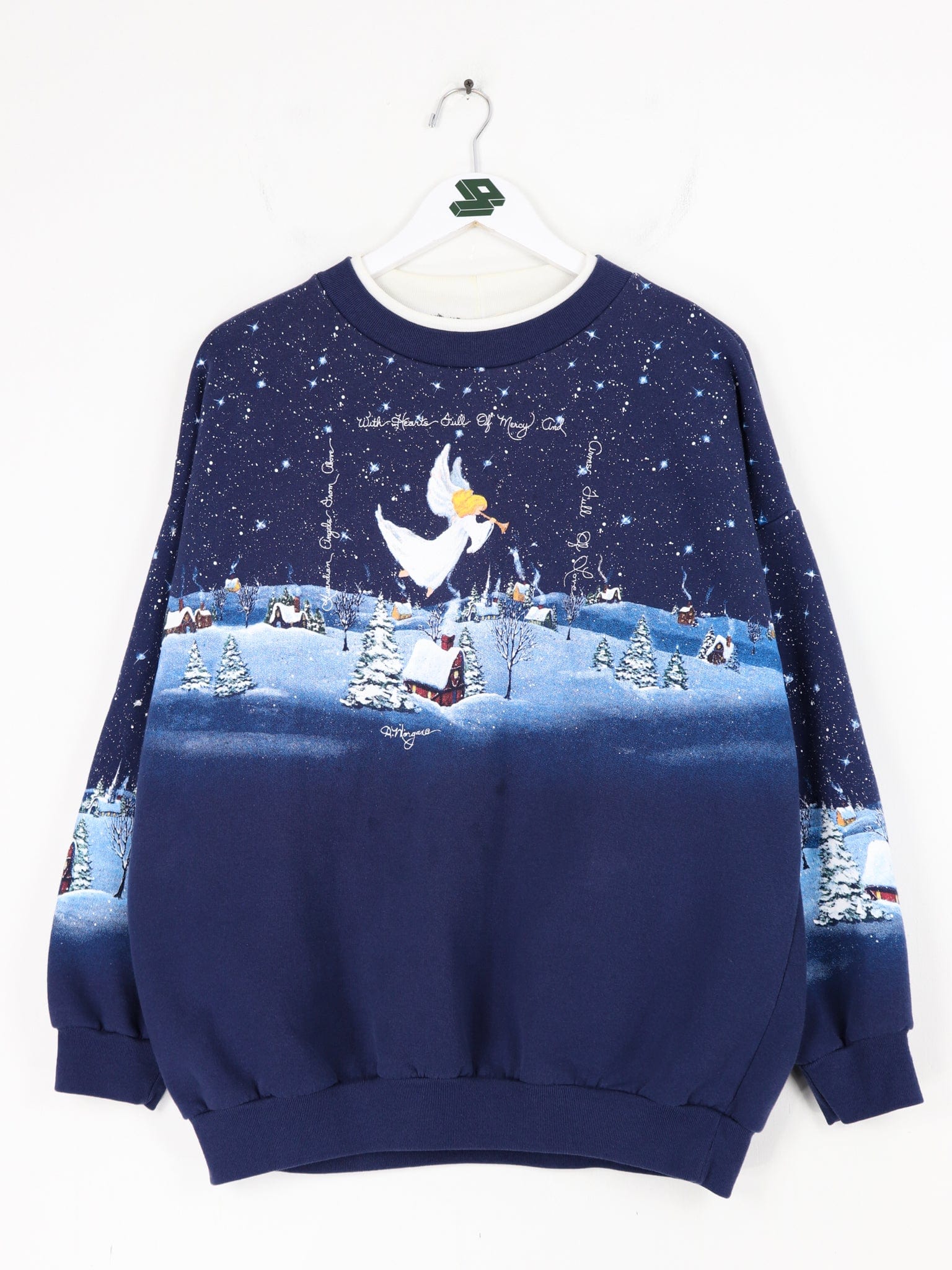 Vintage Artisans Angel Winter Landscape Sweatshirt Size XL