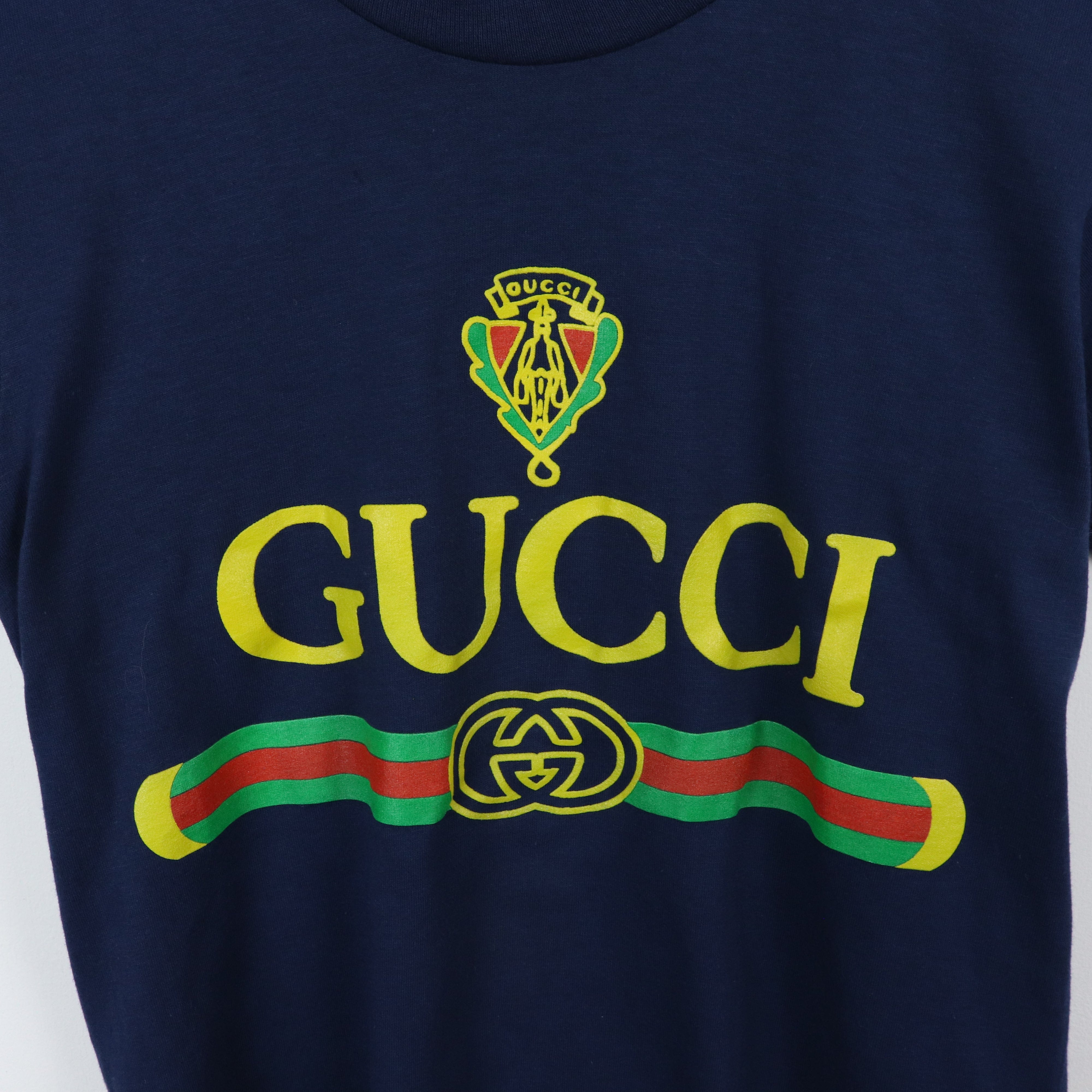 80's 90's Vintage GUCCI Bootleg Striped T Shirt In Rare 3XL Size With  TEEJAYS Tag - BIDSTITCH