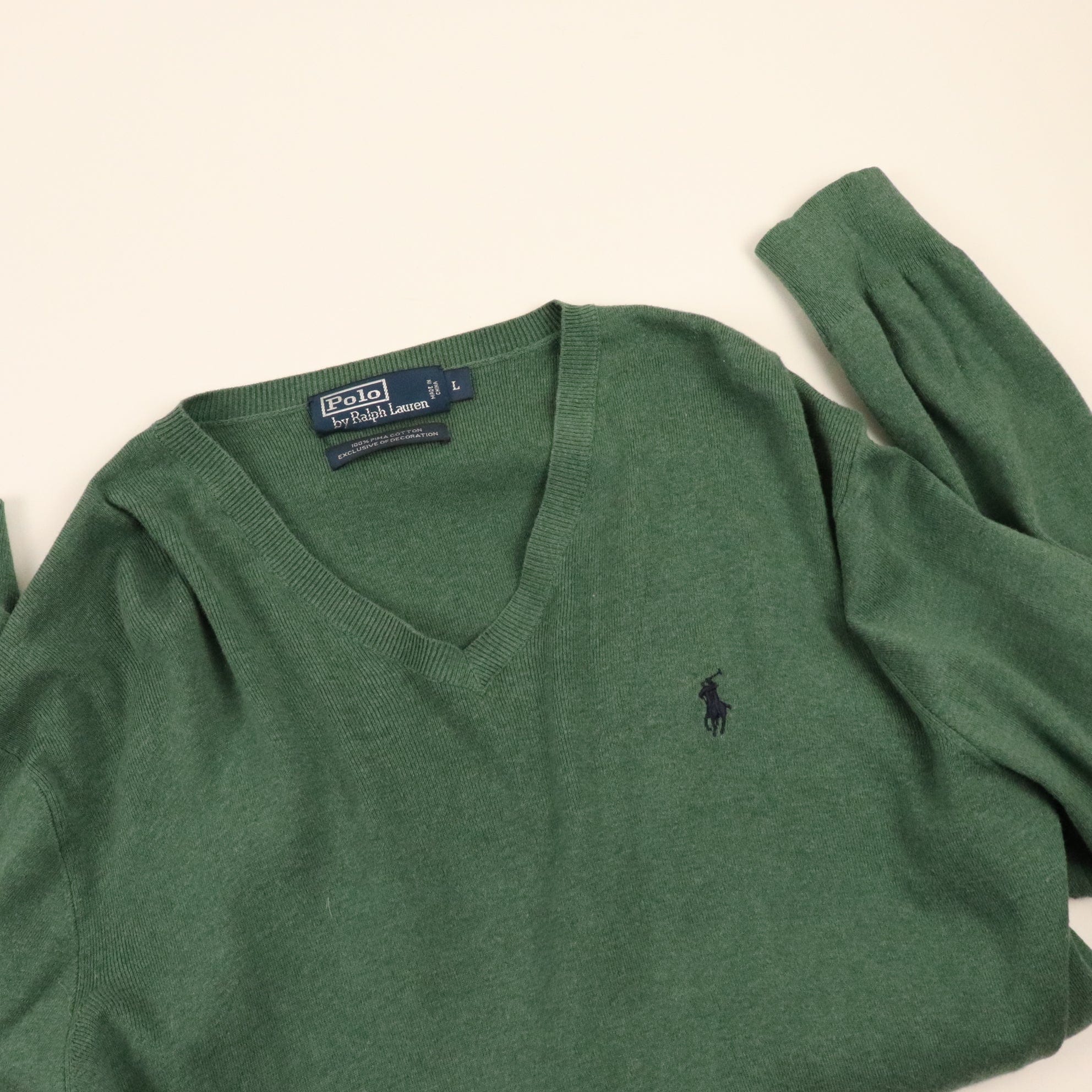 Vintage Polo Ralph Lauren Knit V Neck Sweater Size Large Fits M