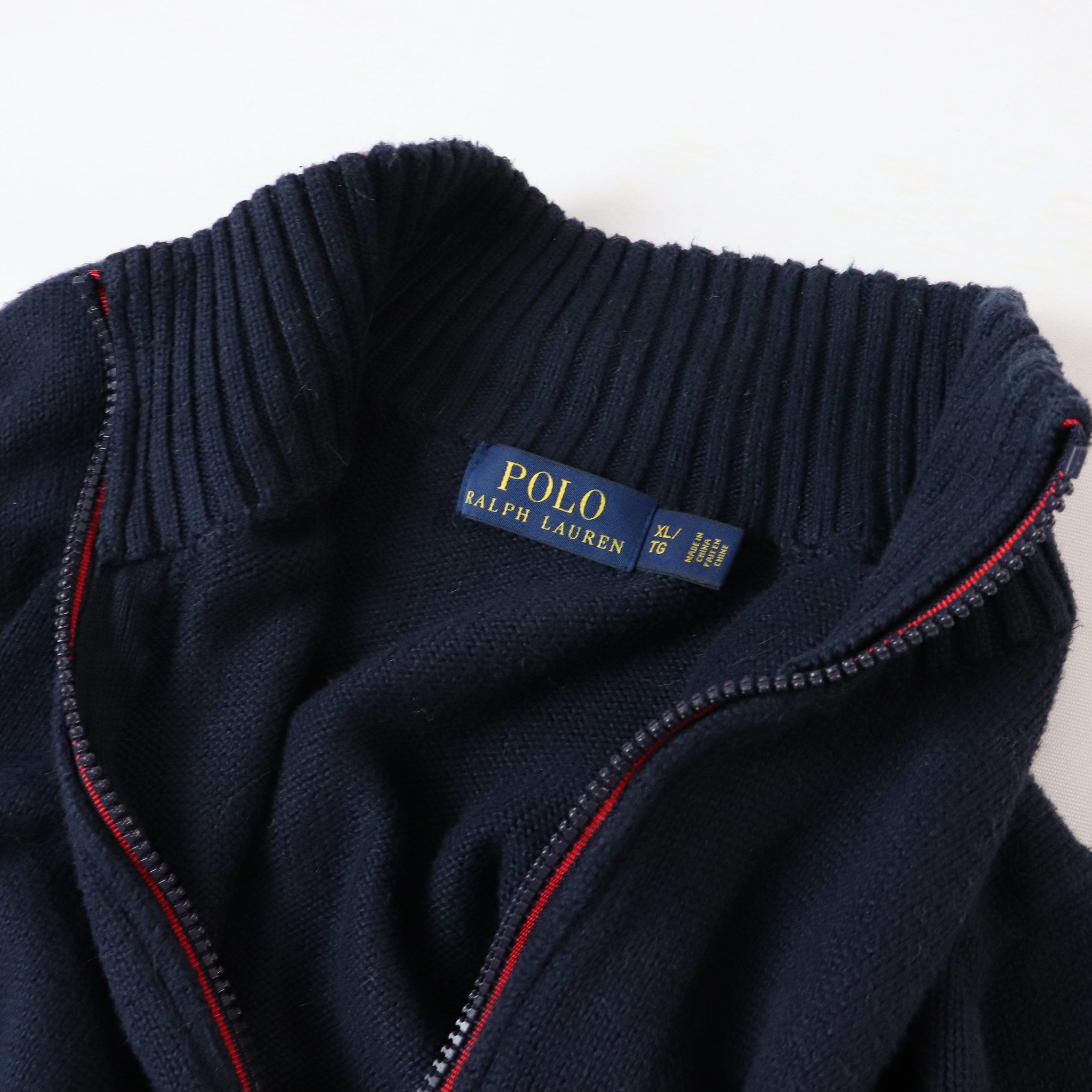 Vintage Polo Ralph Lauren Knit Zip Up Sweater Size XL