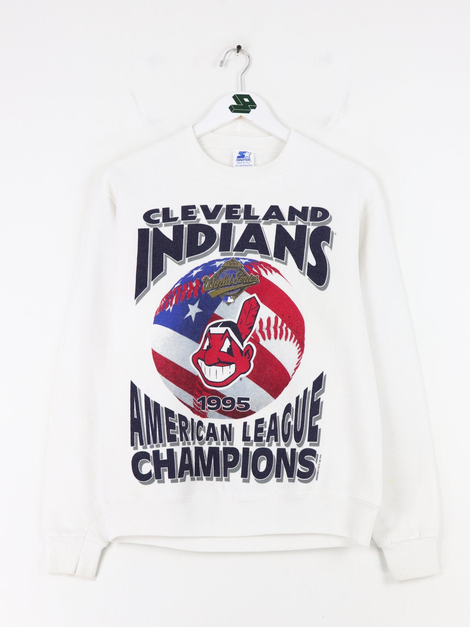 Vintage Starter White Cleveland Indians 1995 World Series T-Shirt Size L